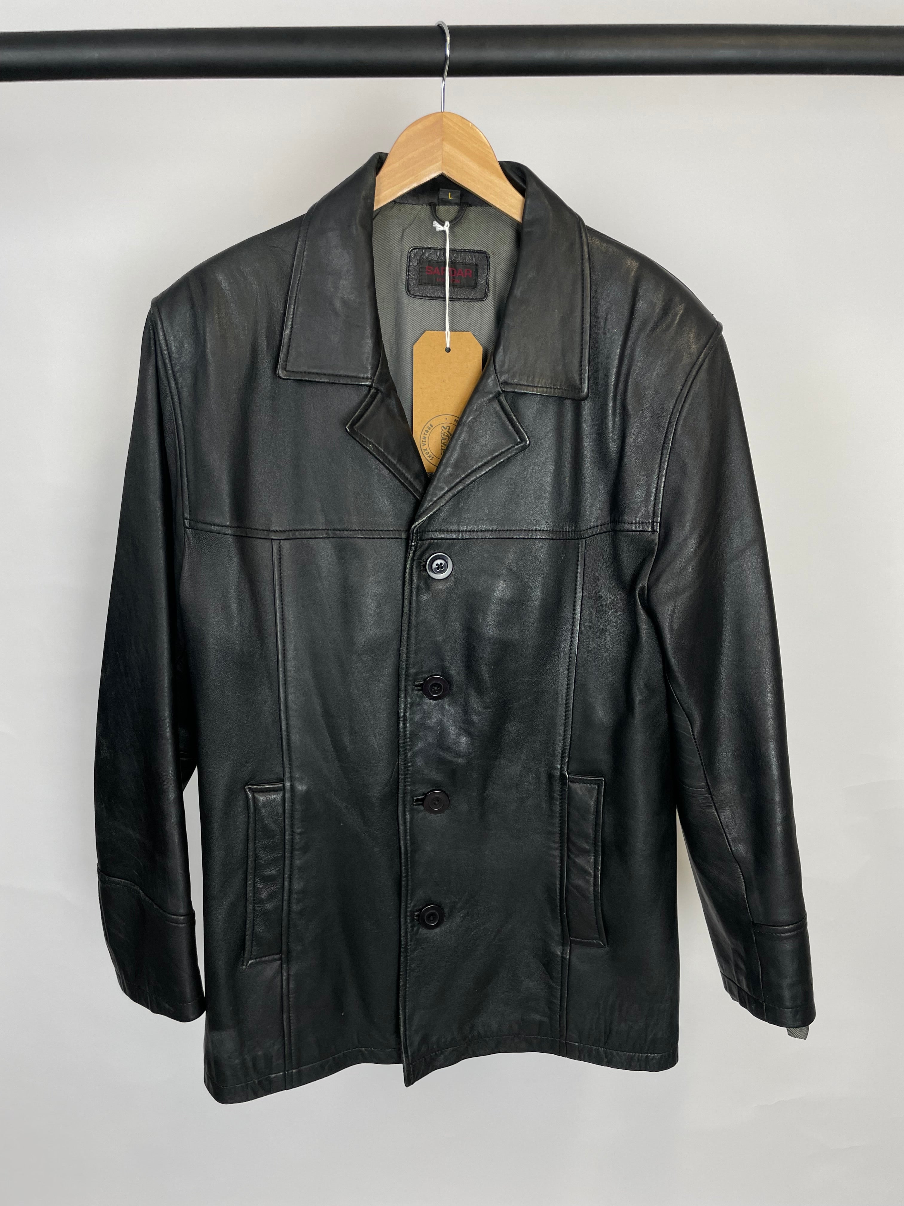 Studio Y Vintage 90s high quality Long Leather City Blazer Jacket