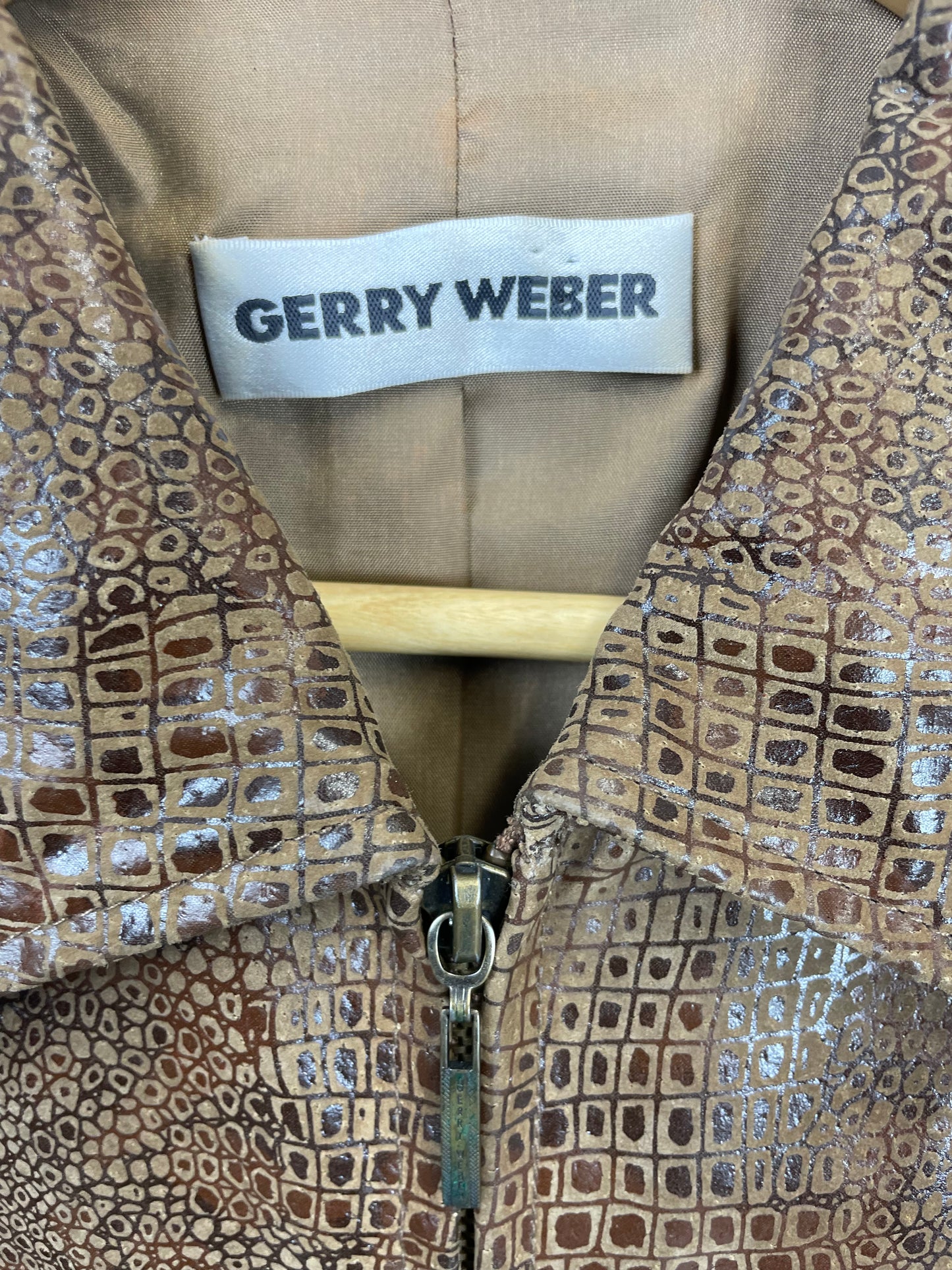 Vintage 90s Gerry Weber Animal Print Leather Jacket