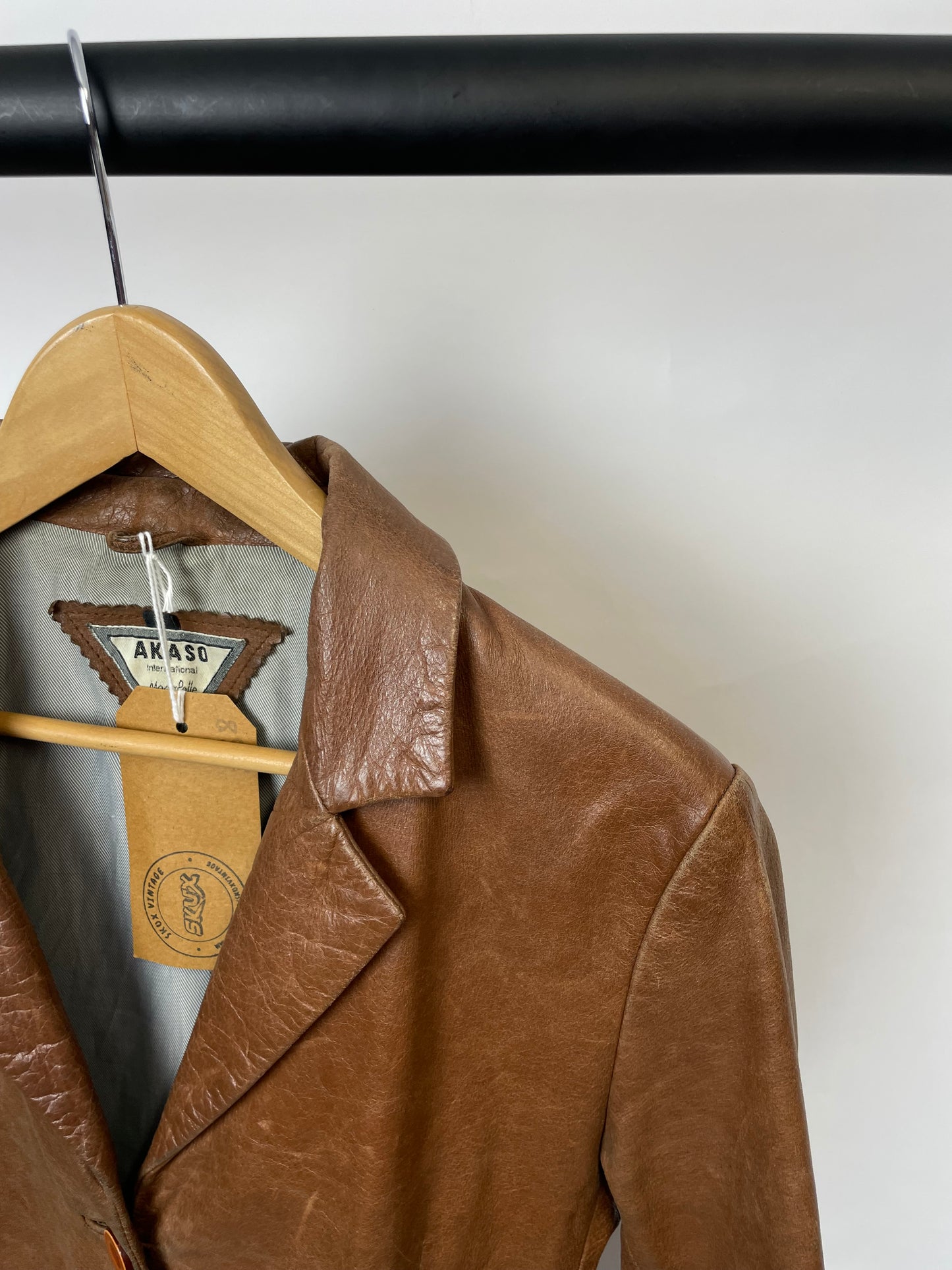 Vintage 90s AKASO International Long Leather Jacket
