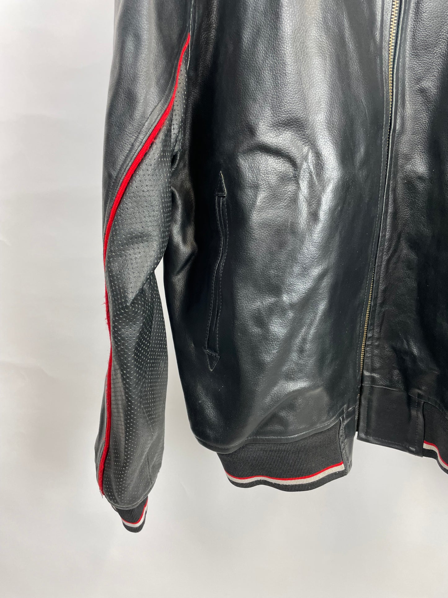 Vintage 90s Highlander Sports Bomber Leather Jacket