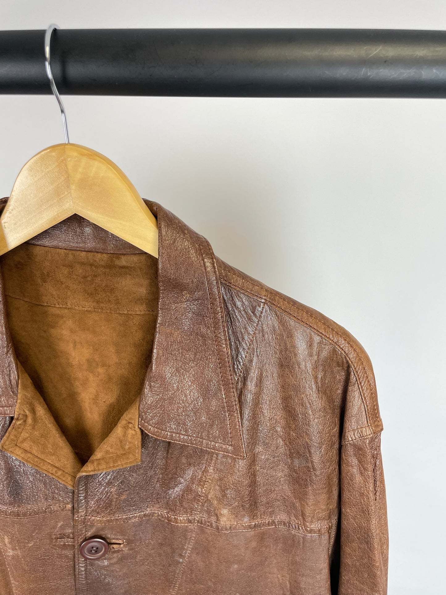 Reversible 90s Long Leather/Suede Jacket