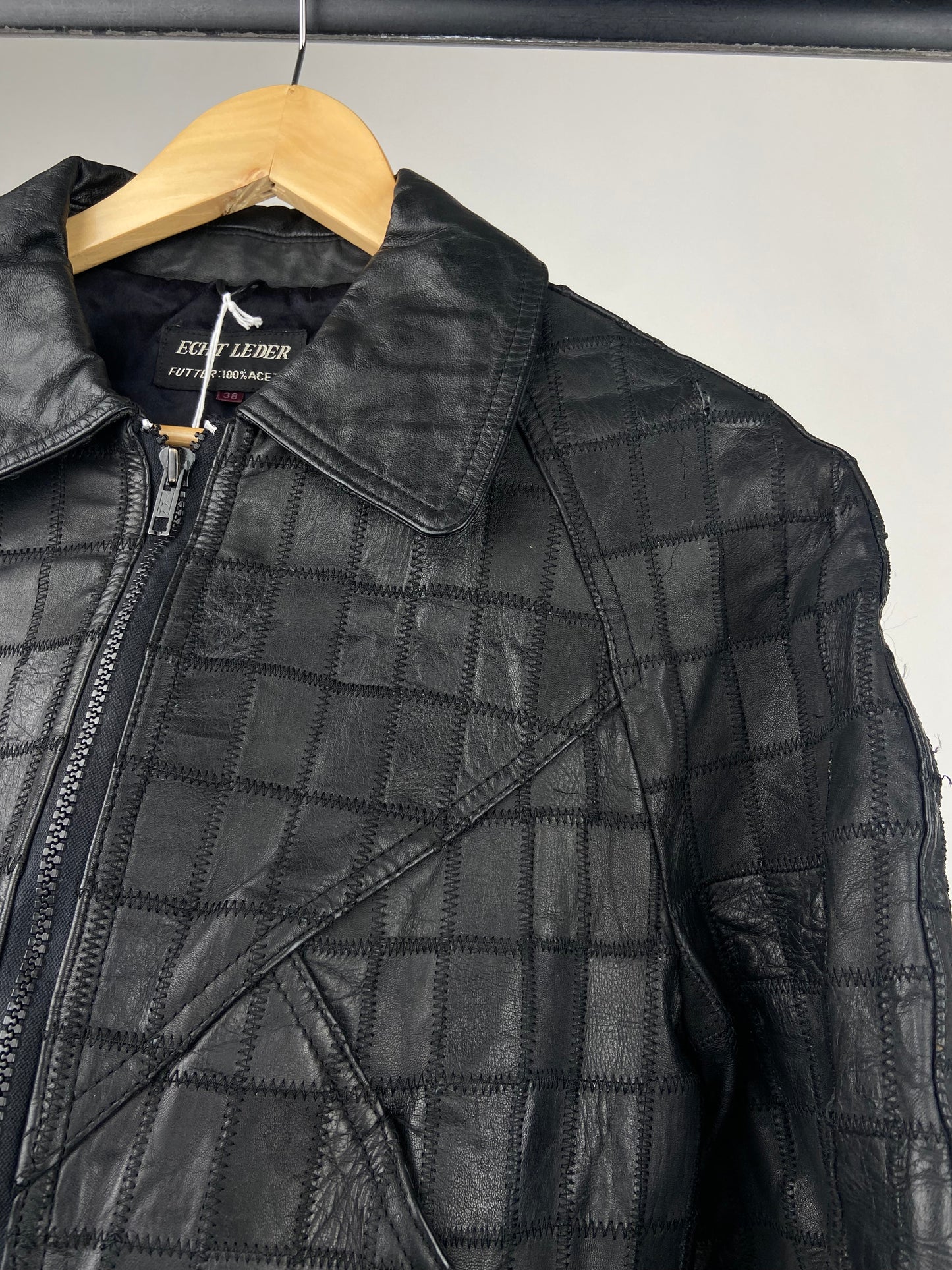 Vintage 90s Patchwork Leather Bomber Jacket
