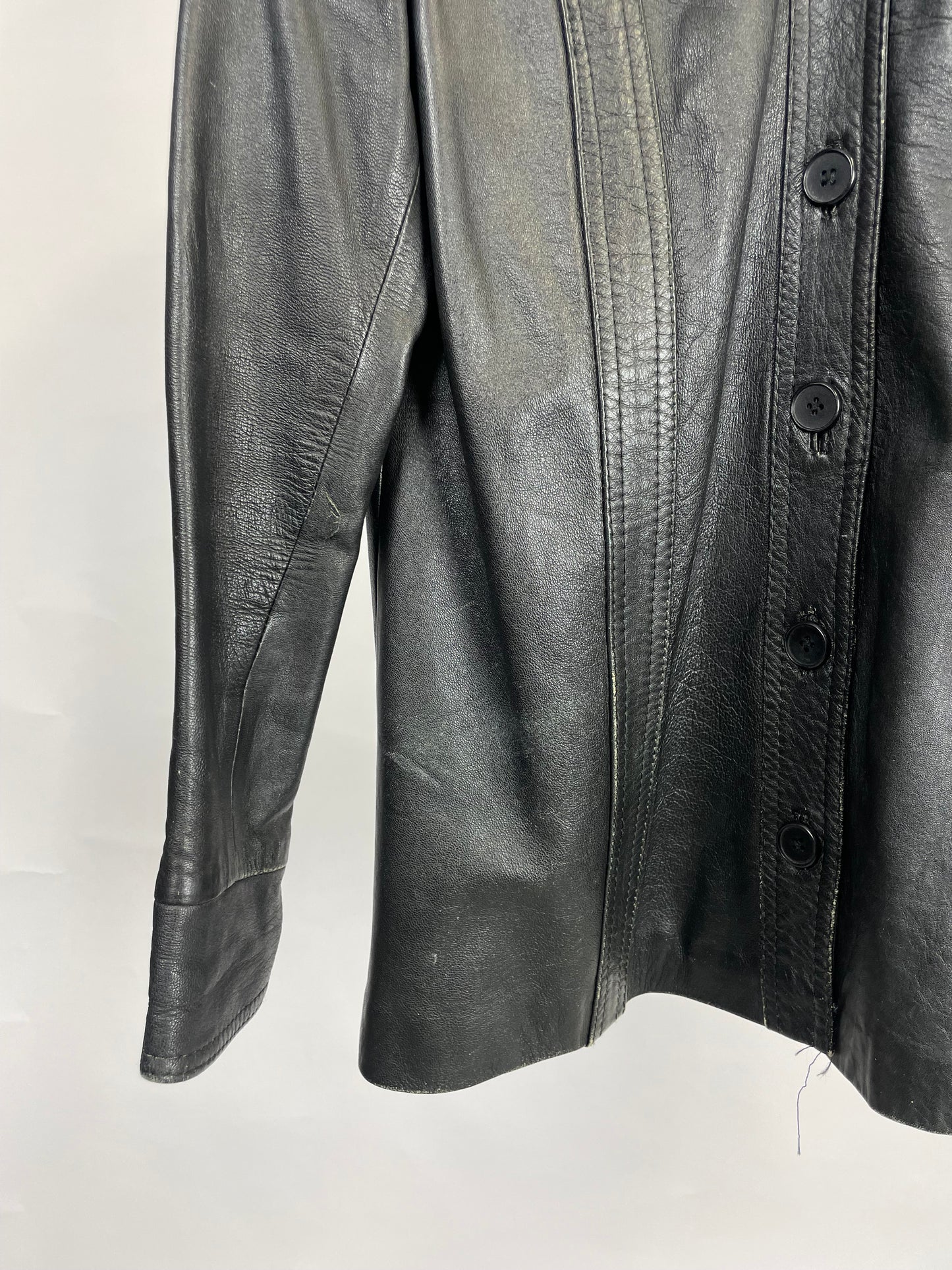 Vintage 90s Long Leather Jacket