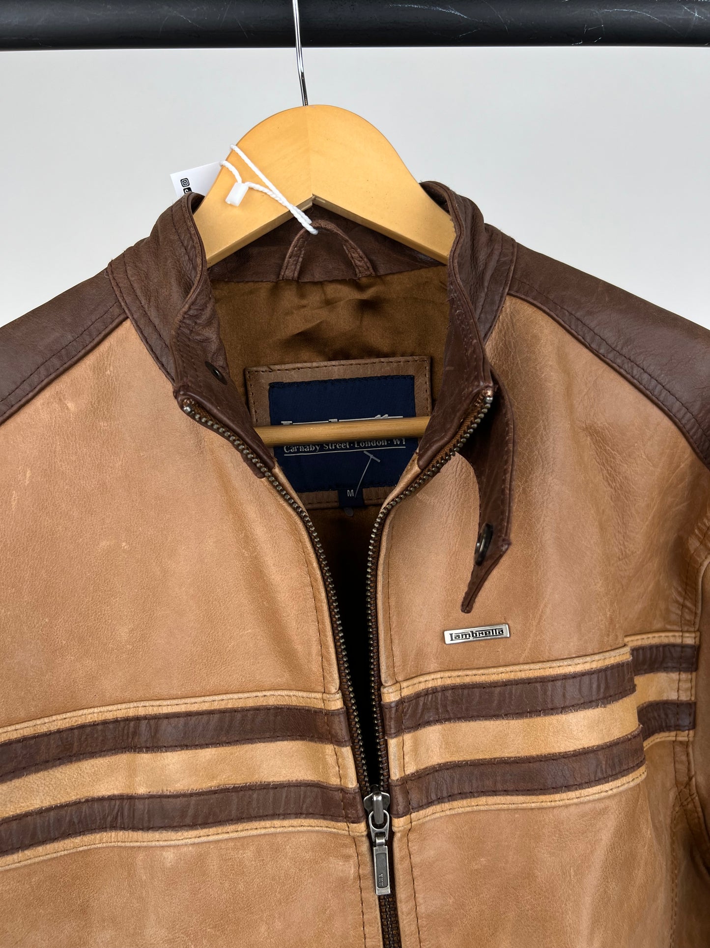 Vintage 90s Lambretta Leather Motorbike Jacket