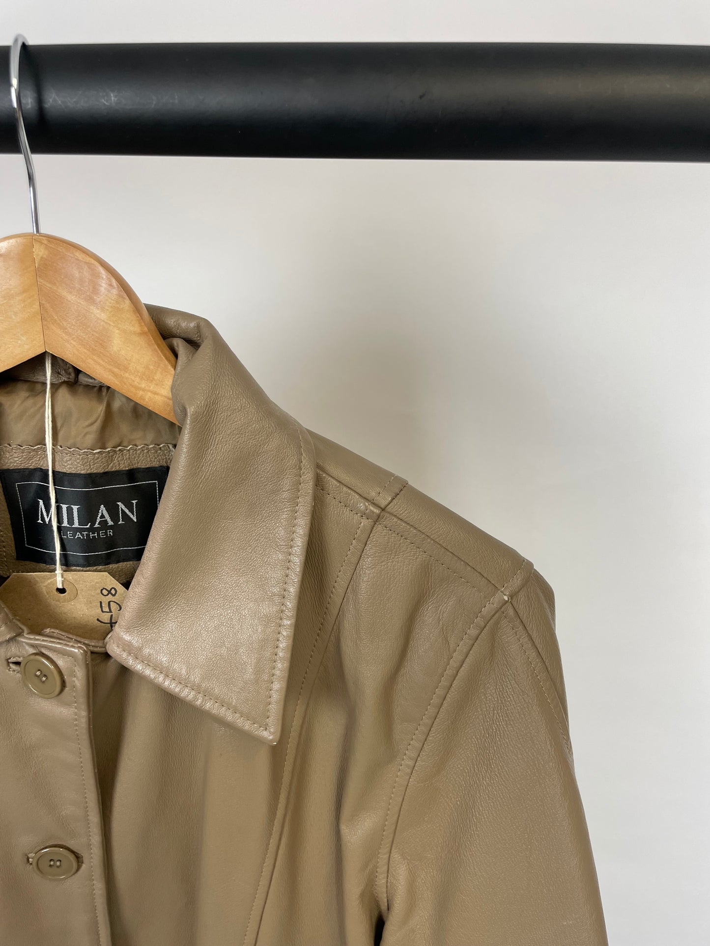 Vintage 90s Milan Taupe Leather Jacket