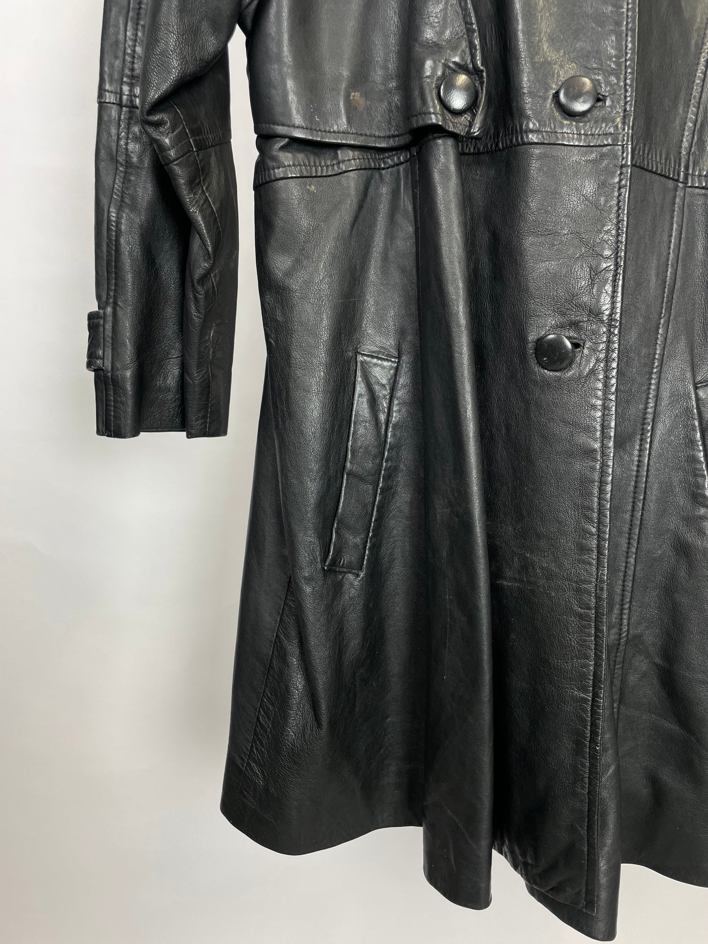 Vintage 90s Gapelle Long Trench Leather Jacket