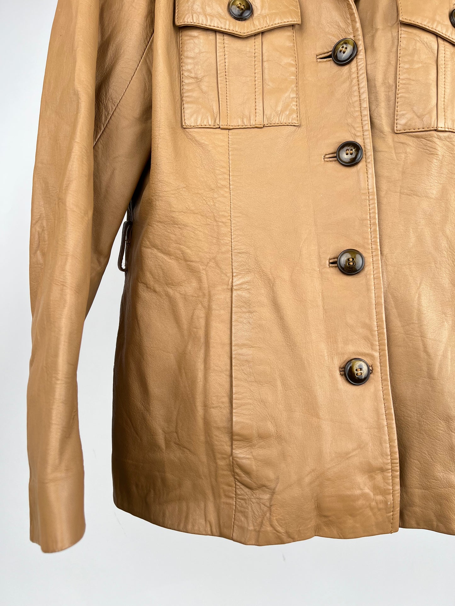 Vintage 90s Tan Leather Jacket