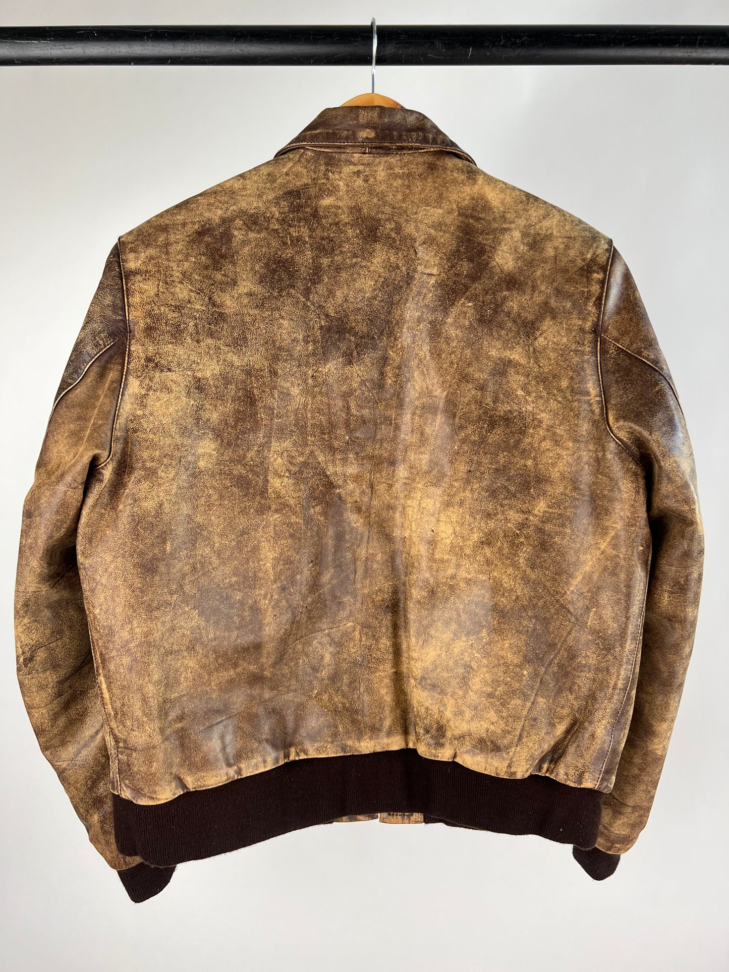 Vintage 90s Distressed Leather Flight Jacket