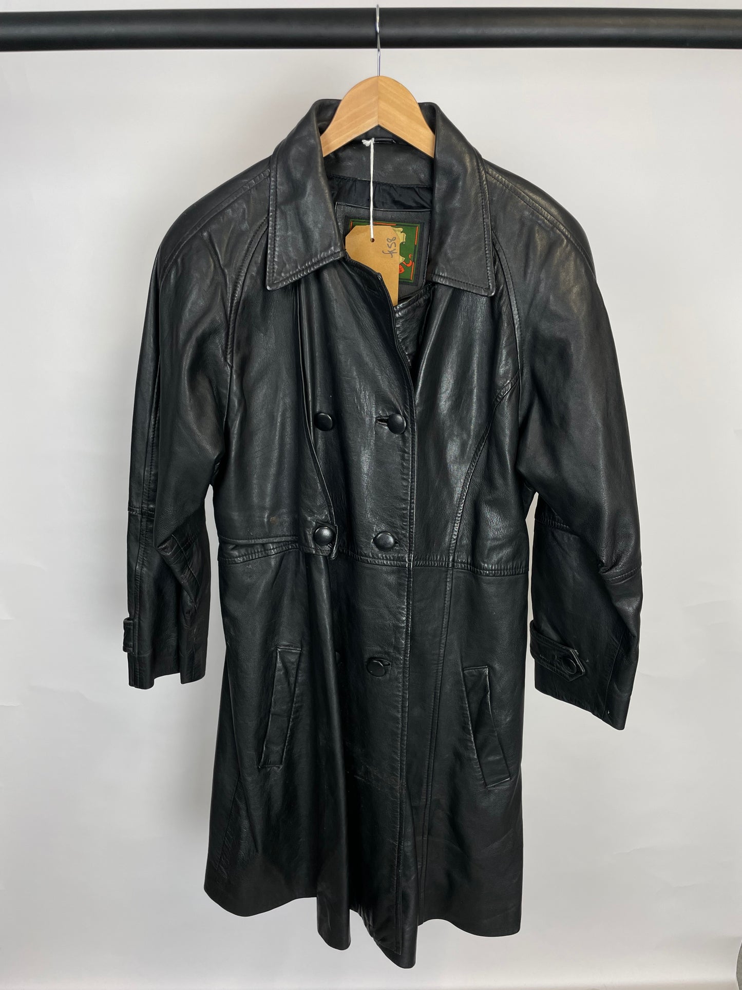 Vintage 90s Gapelle Long Trench Leather Jacket