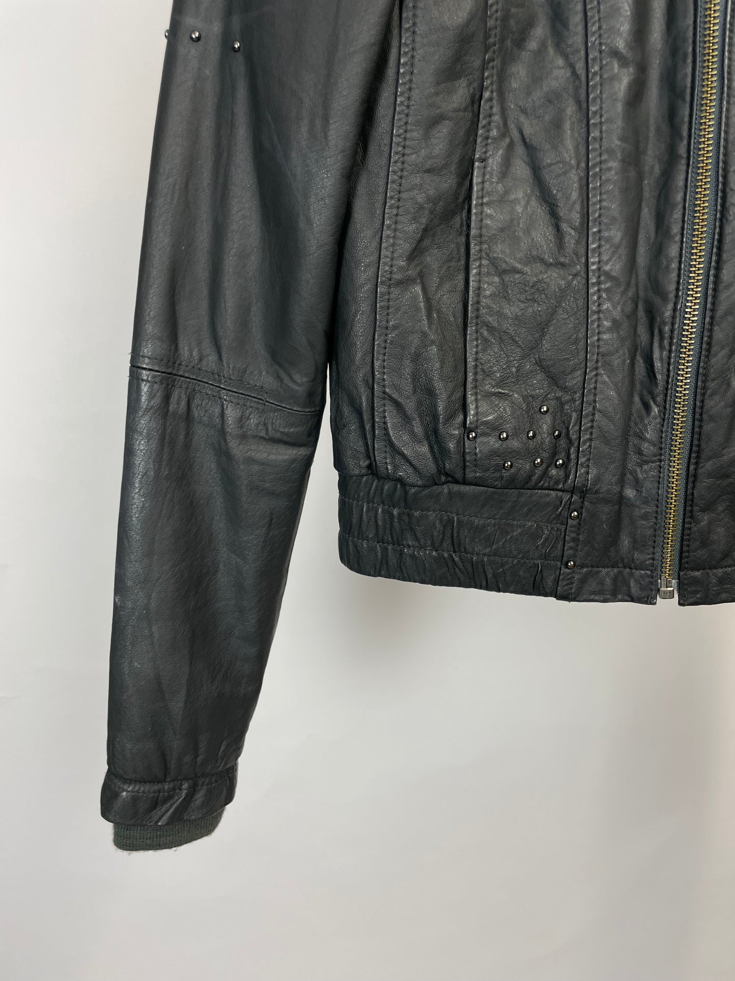 Ed Hardy by Christian Audigier 90s Black Leather Jacket