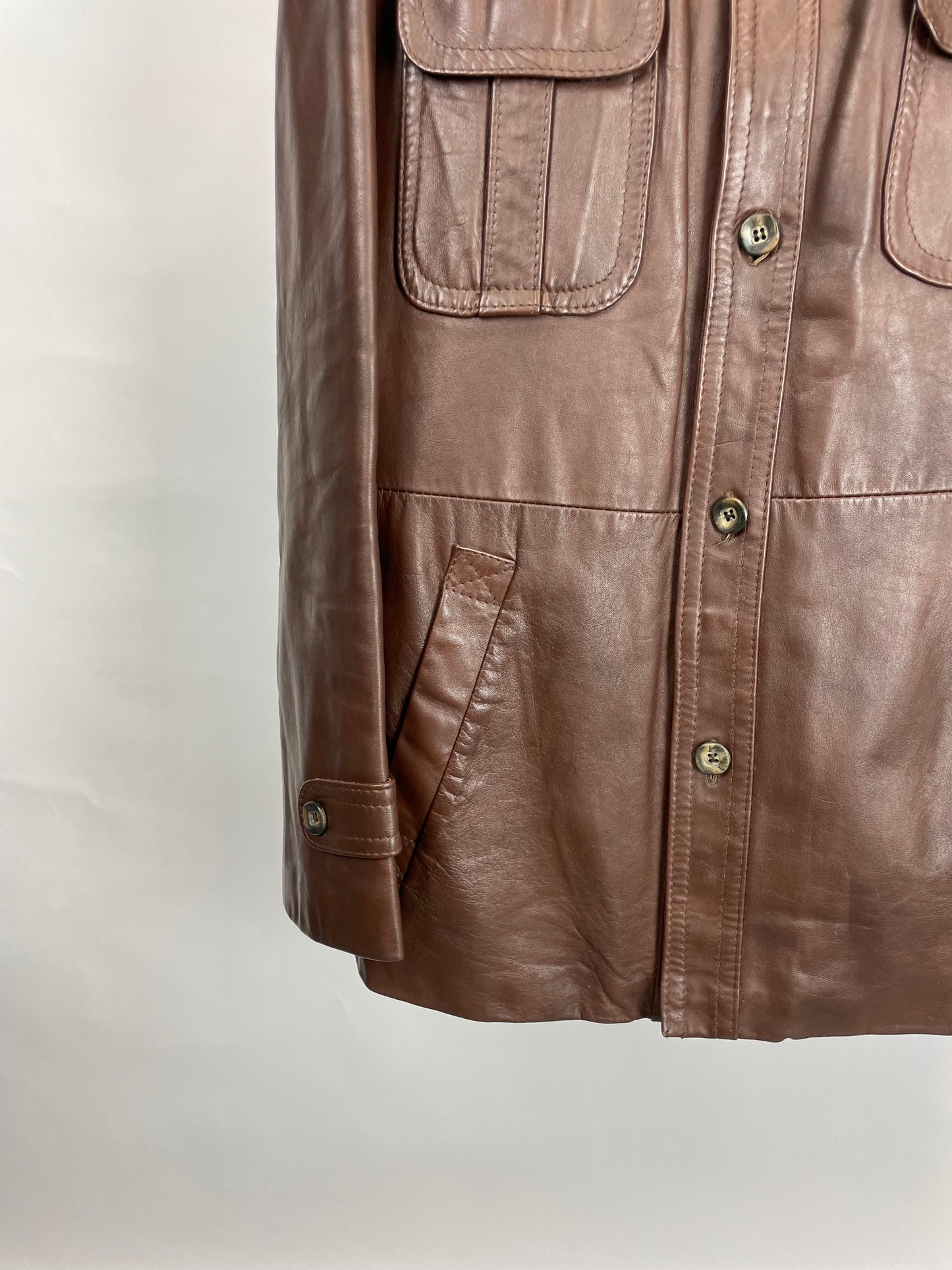 Vintage 80s Hornes Long Leather Jacket