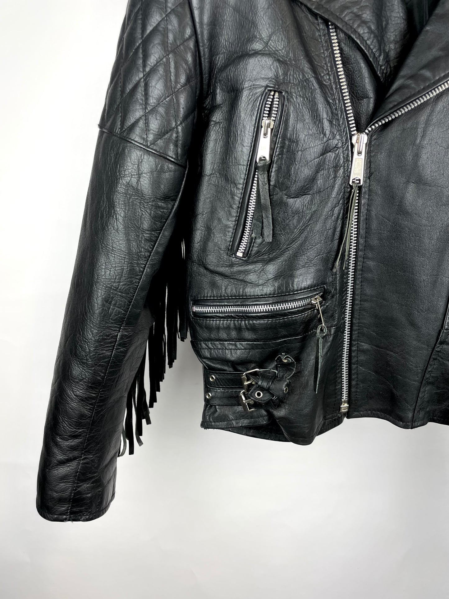 Vintage 90s BASHIR Tassel Leather Jacket