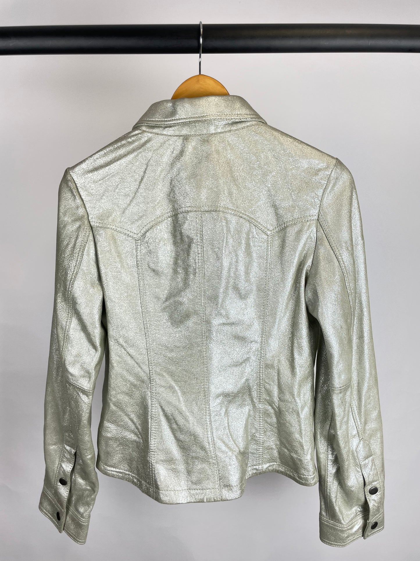 Vintage 90s Silver Leather Jacket
