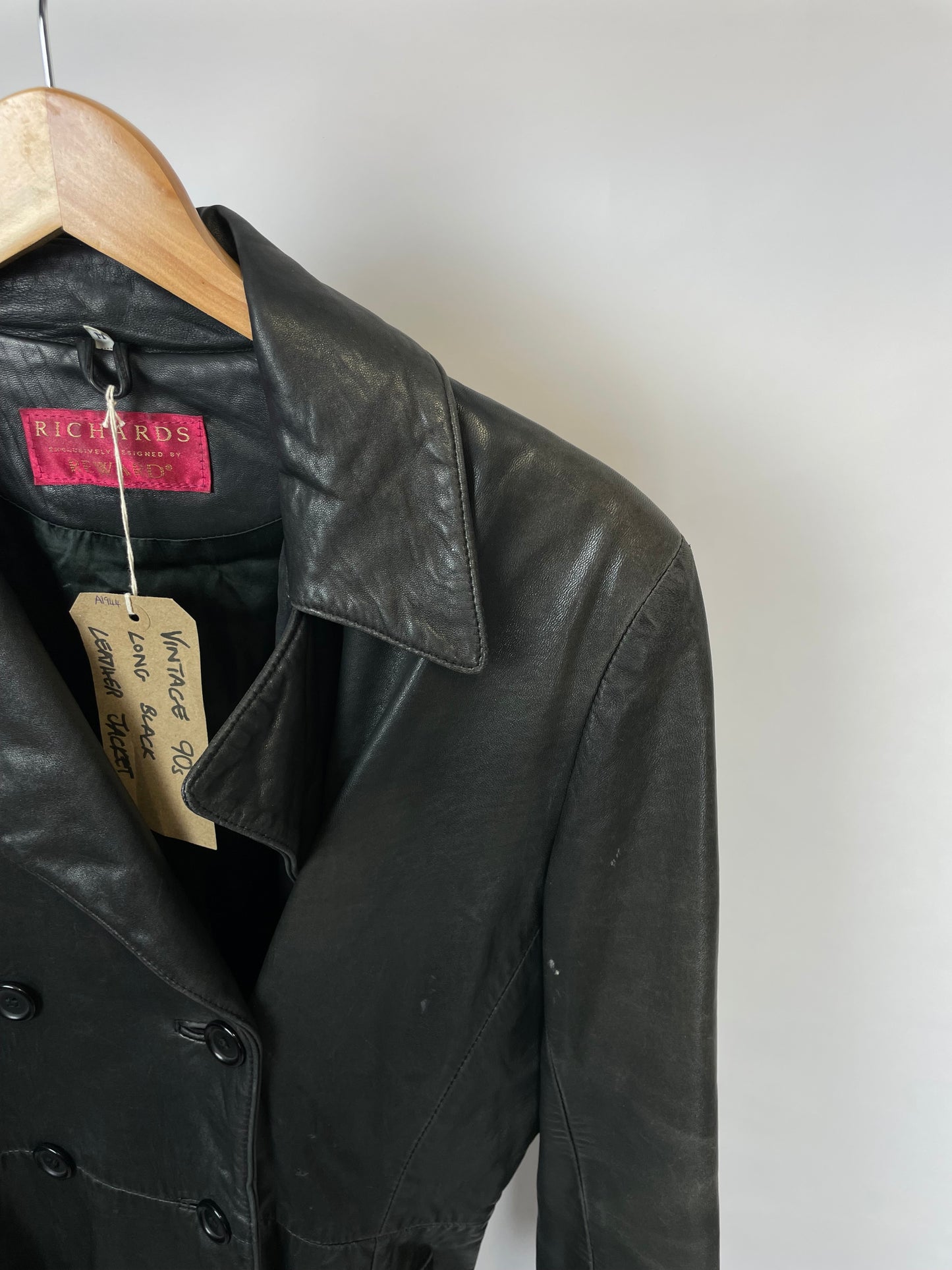 Vintage 90s Richards Reward Long Leather Jacket