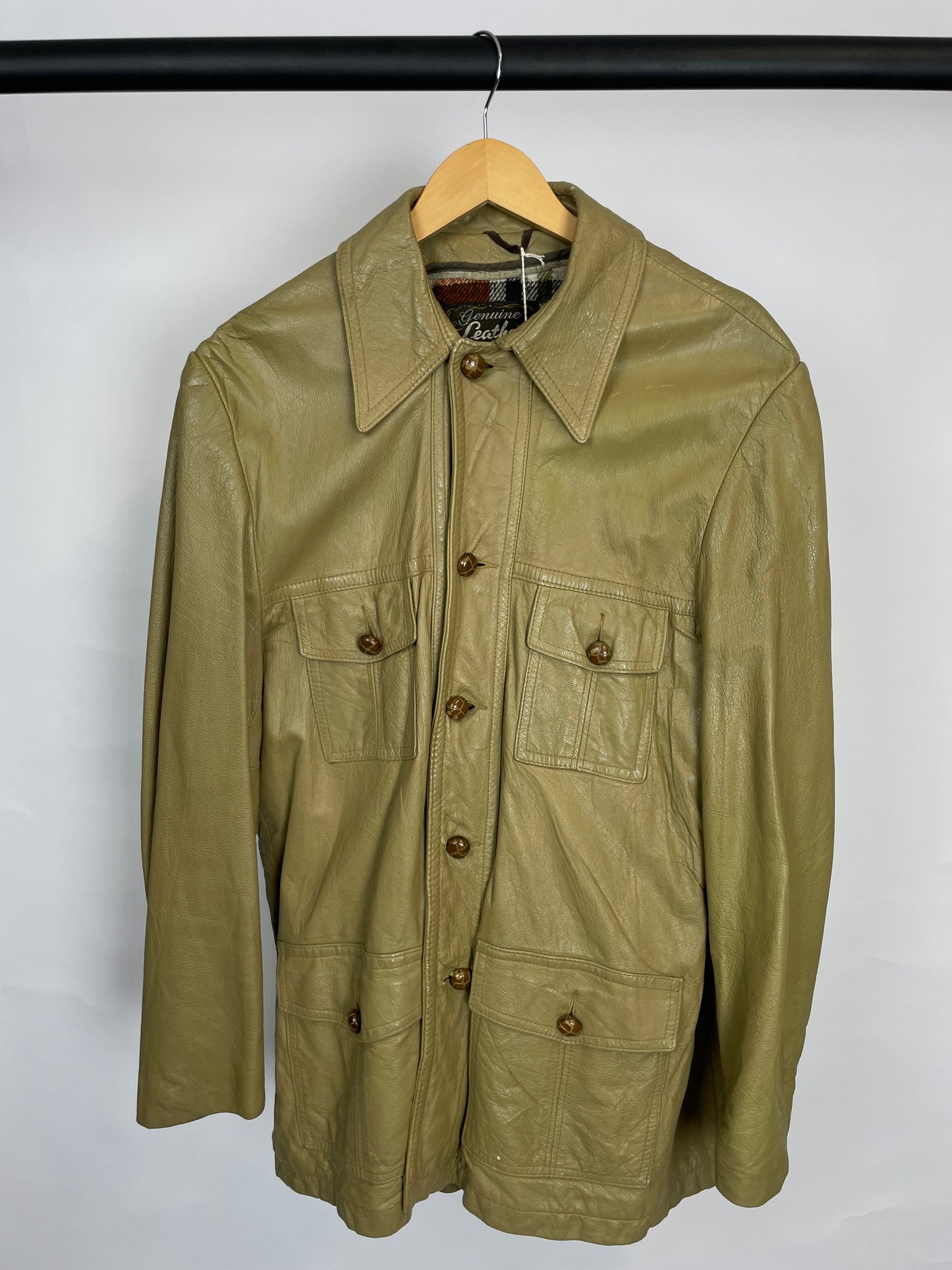 Vintage 70s Genuine Grais Camel Long Leather Jacket