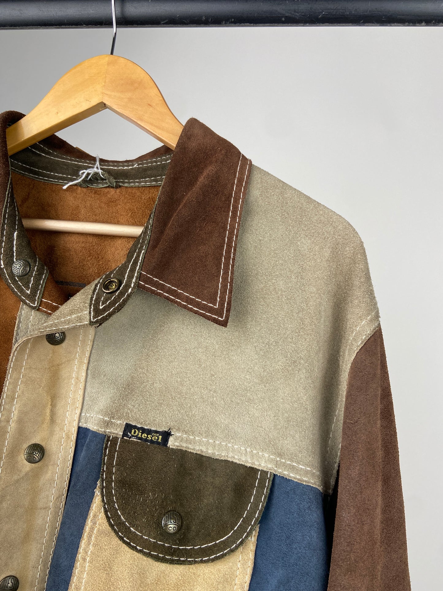 Vintage 90s Reversible Diesel Patchwork Suede Jacket