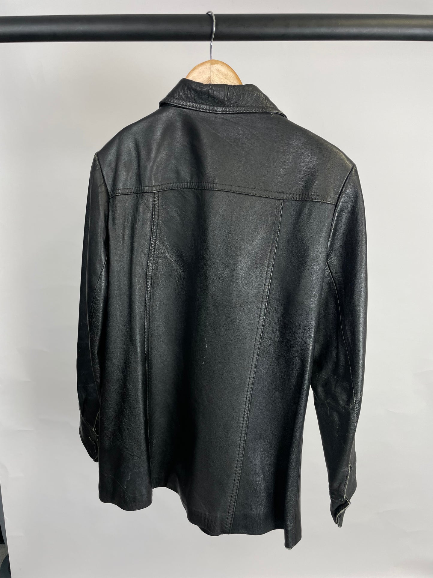 Vintage 90s Long Leather Jacket