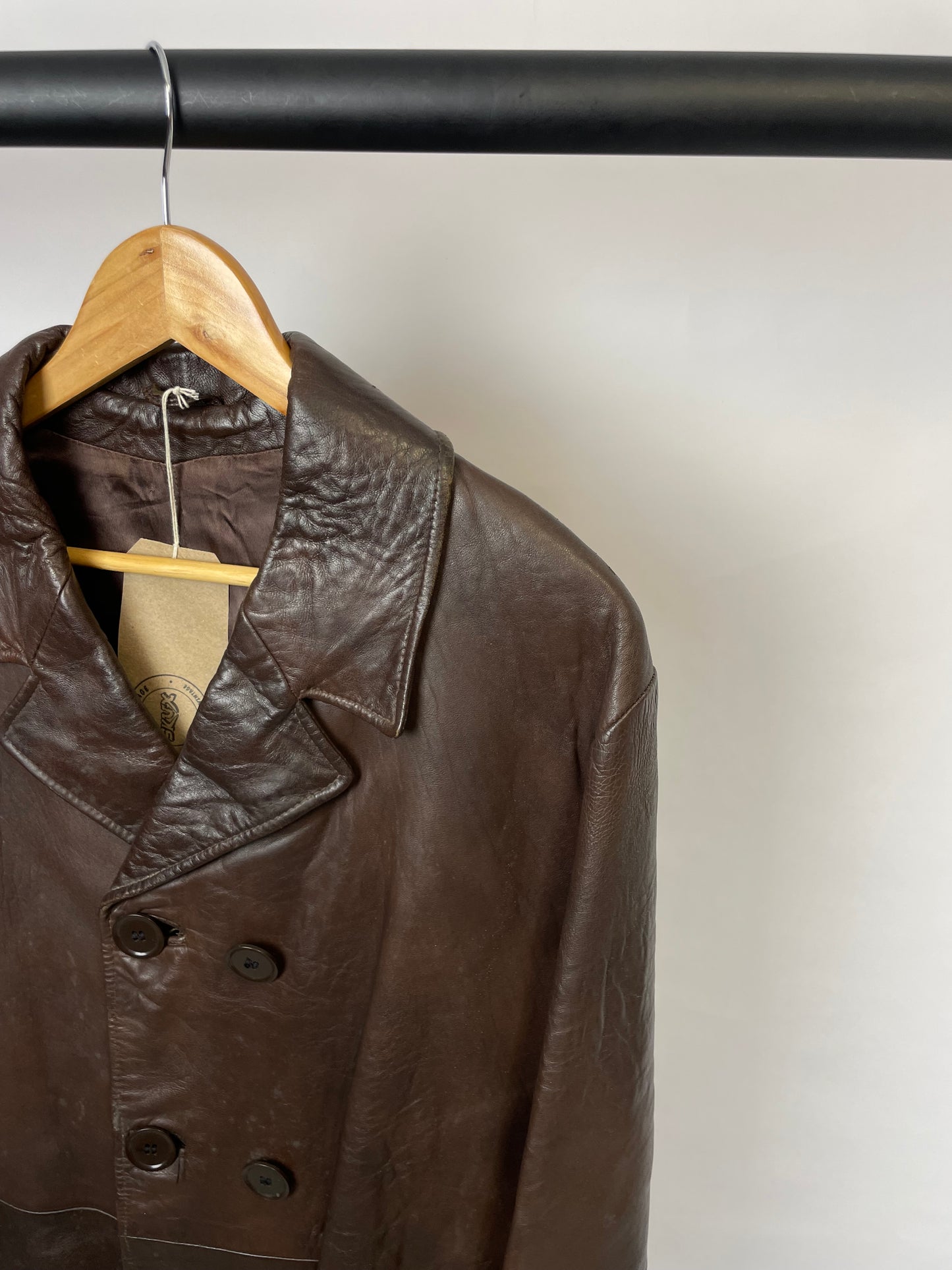 Vintage 90s Long Trench Leather Jacket