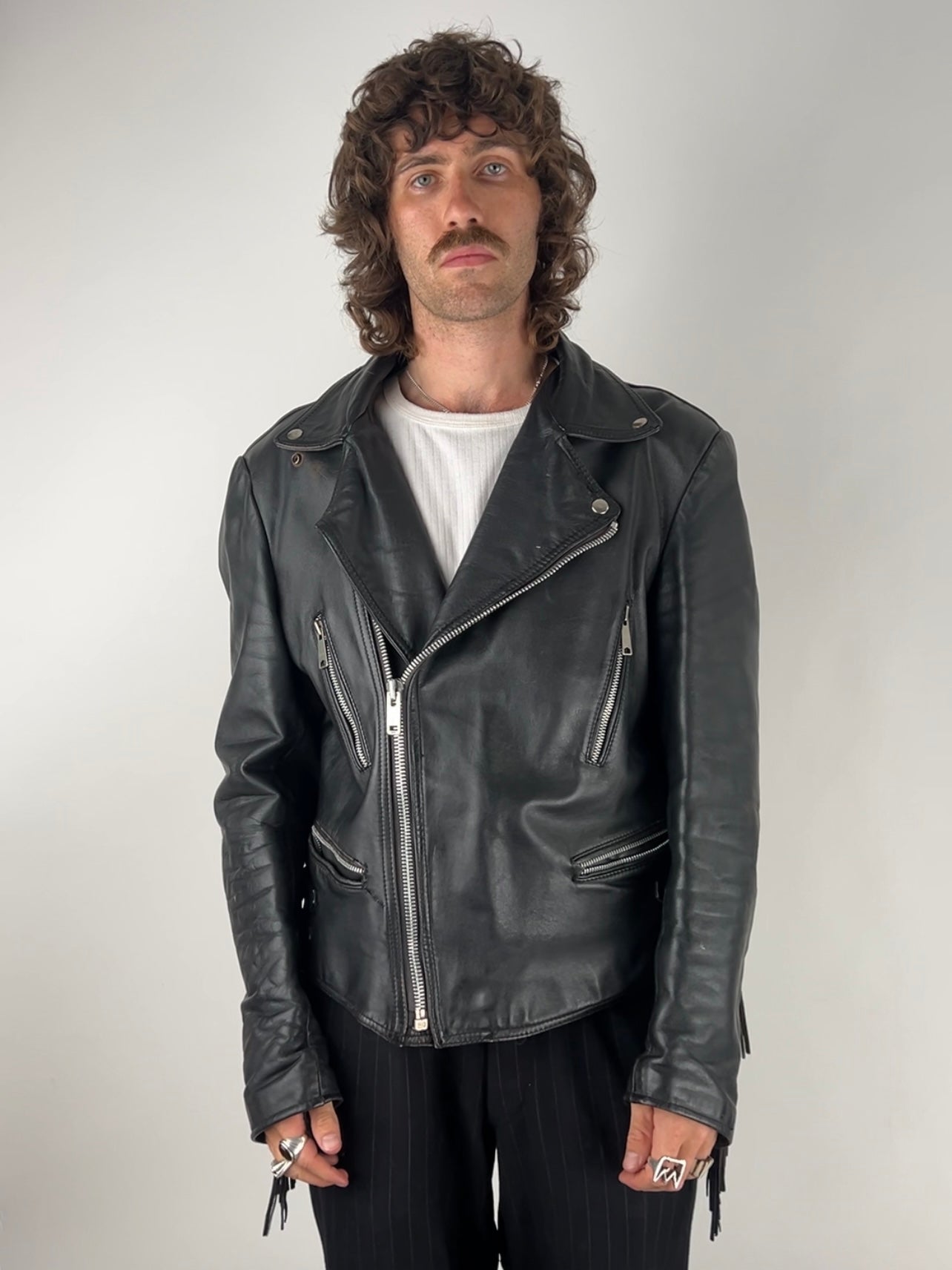 Vintage 90s Leather Tassel Jacket