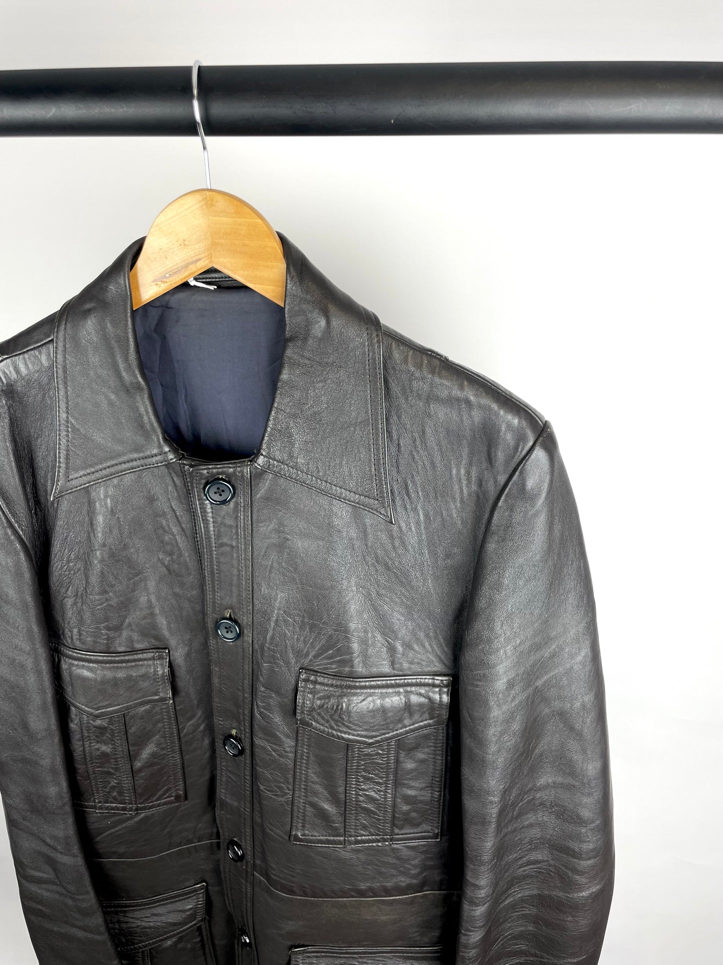 Vintage 90s Long Leather Jacket