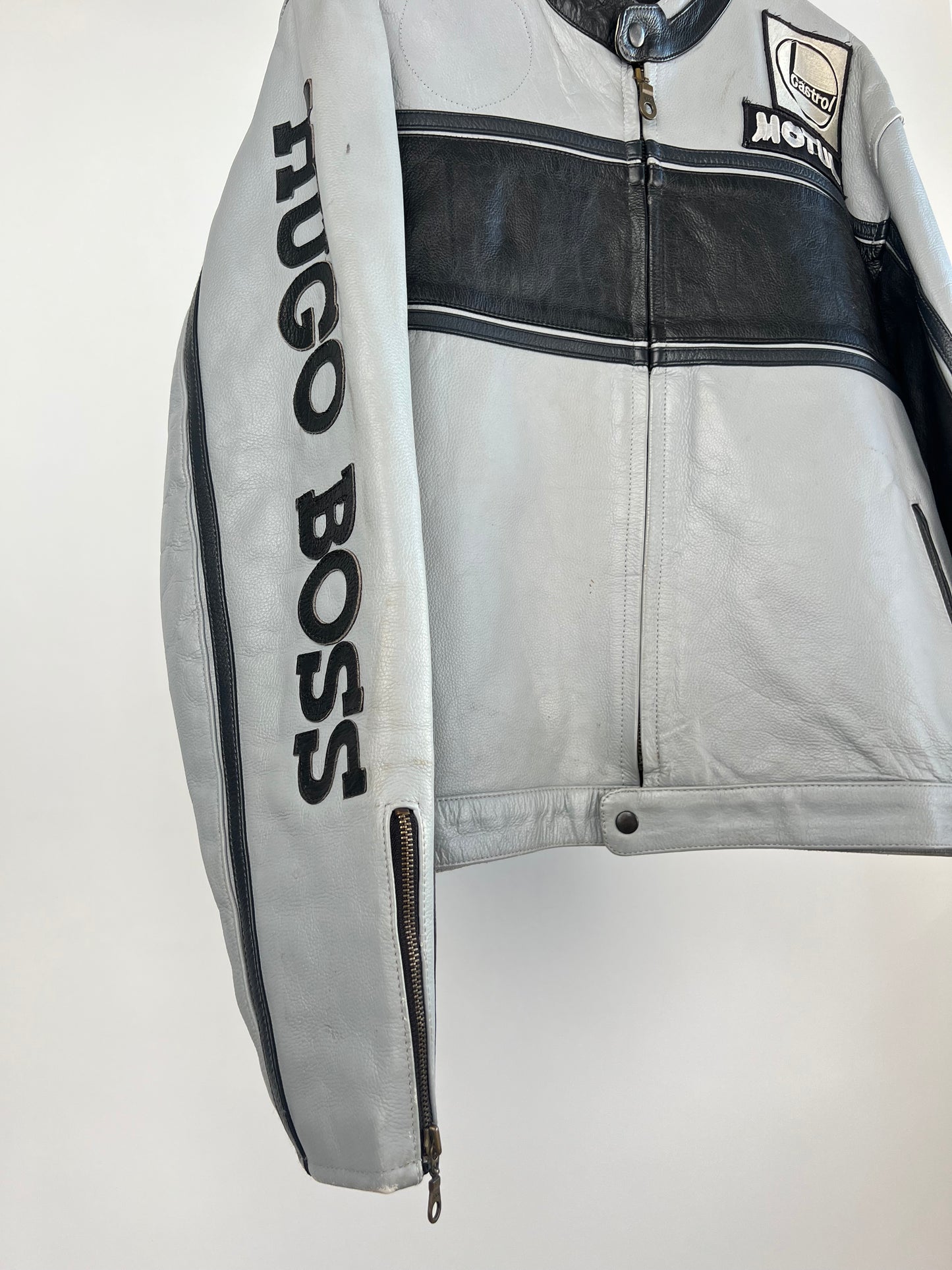 Hugo Boss Branded 90s Leather Motorbike Jacket