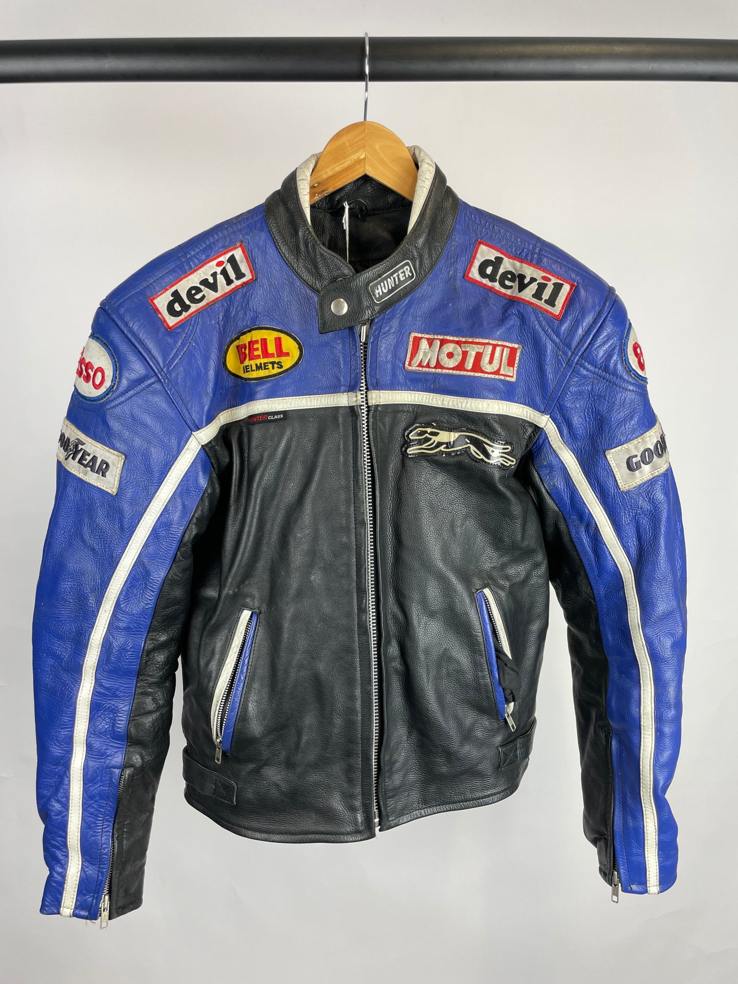 Vintage 90s Hunter Class Leather Motorbike Jacket