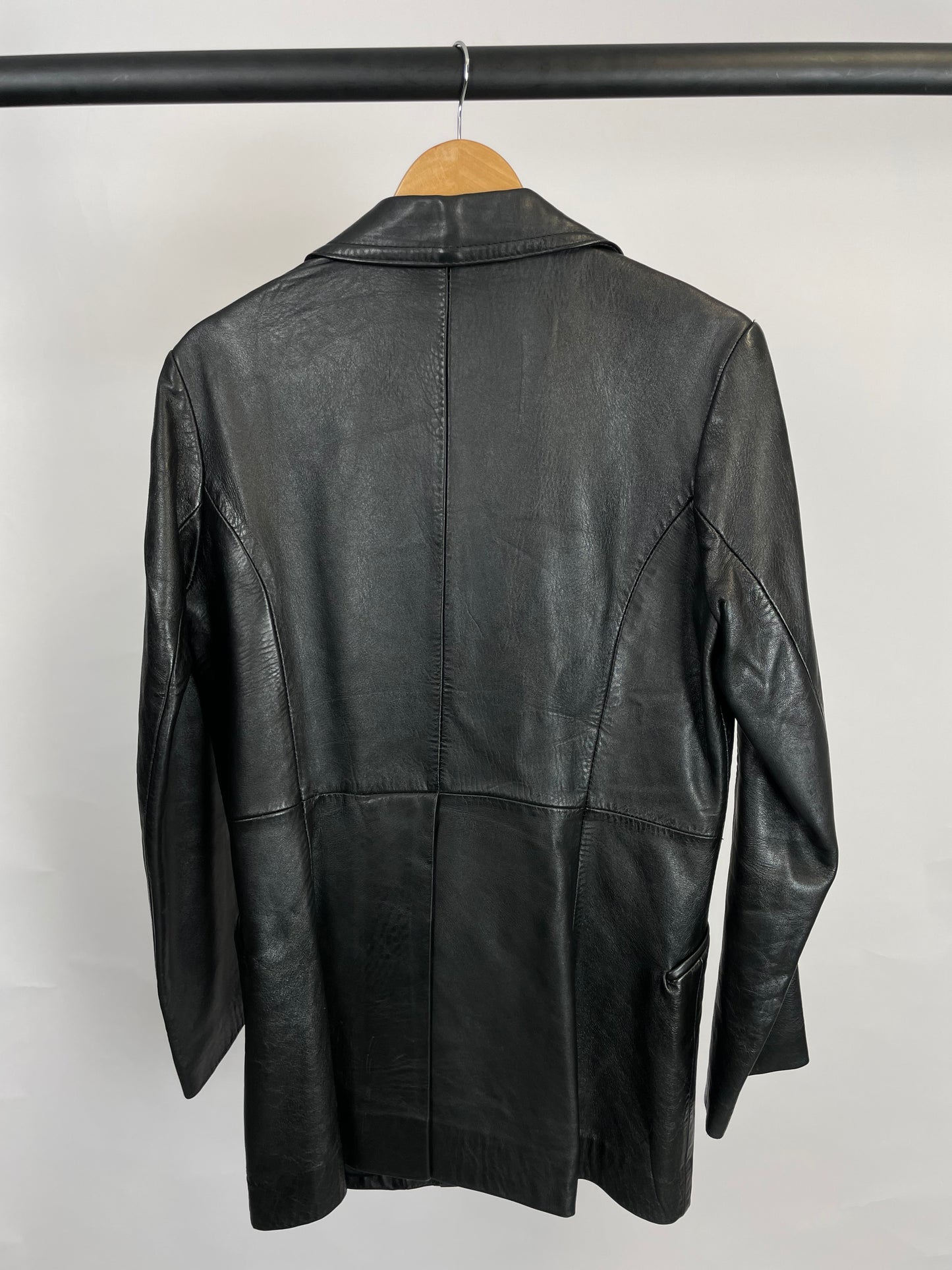 Vintage 90s Long Leather Jacket