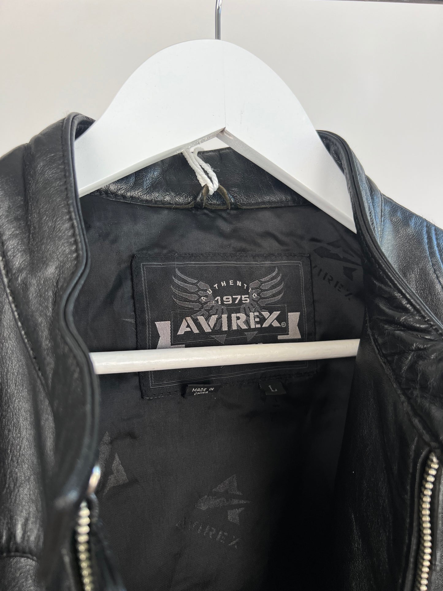 Vintage 90s Avirex USA Leather Biker Jacket