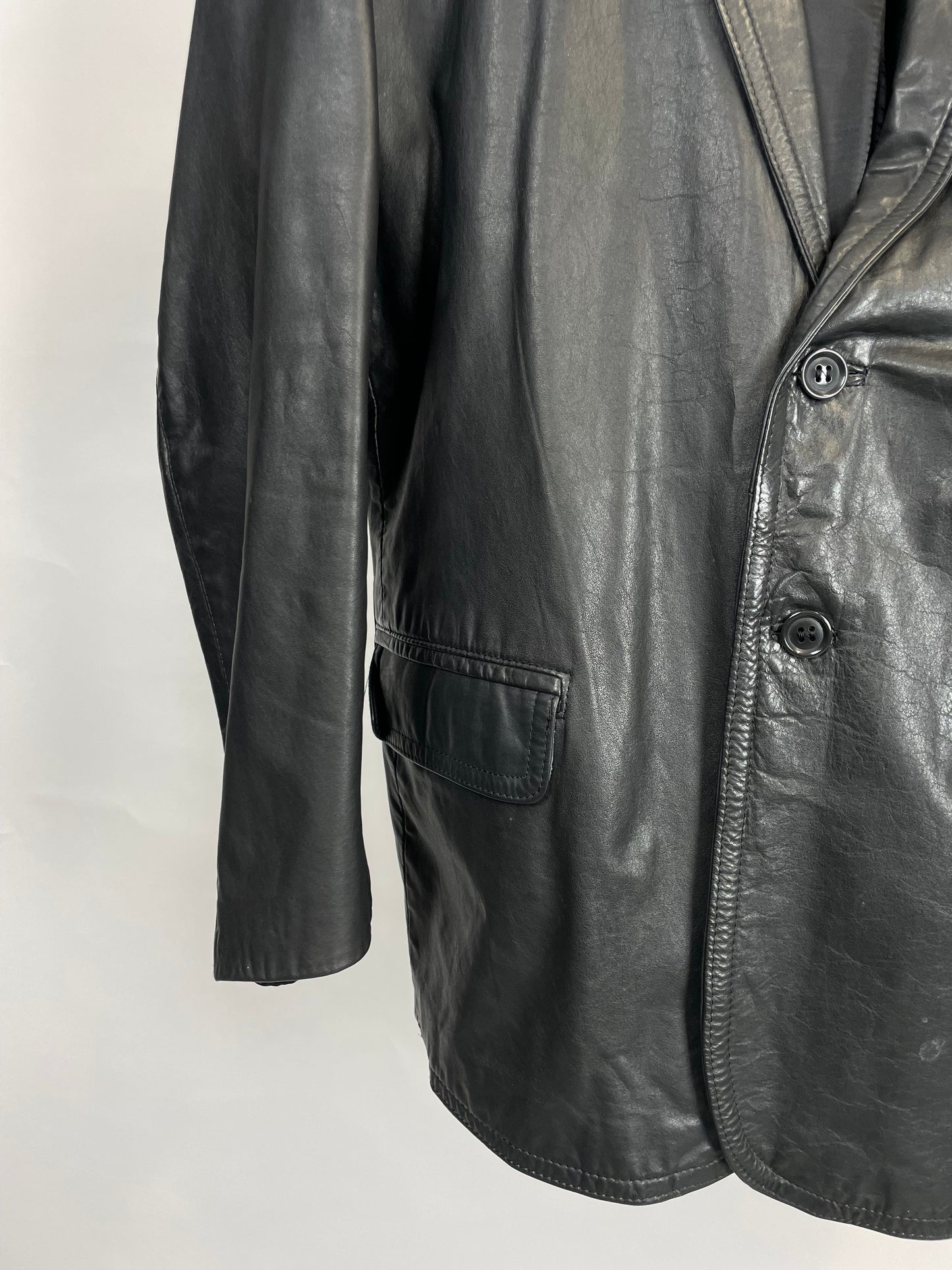 Vintage 90s Long Leather Jacket