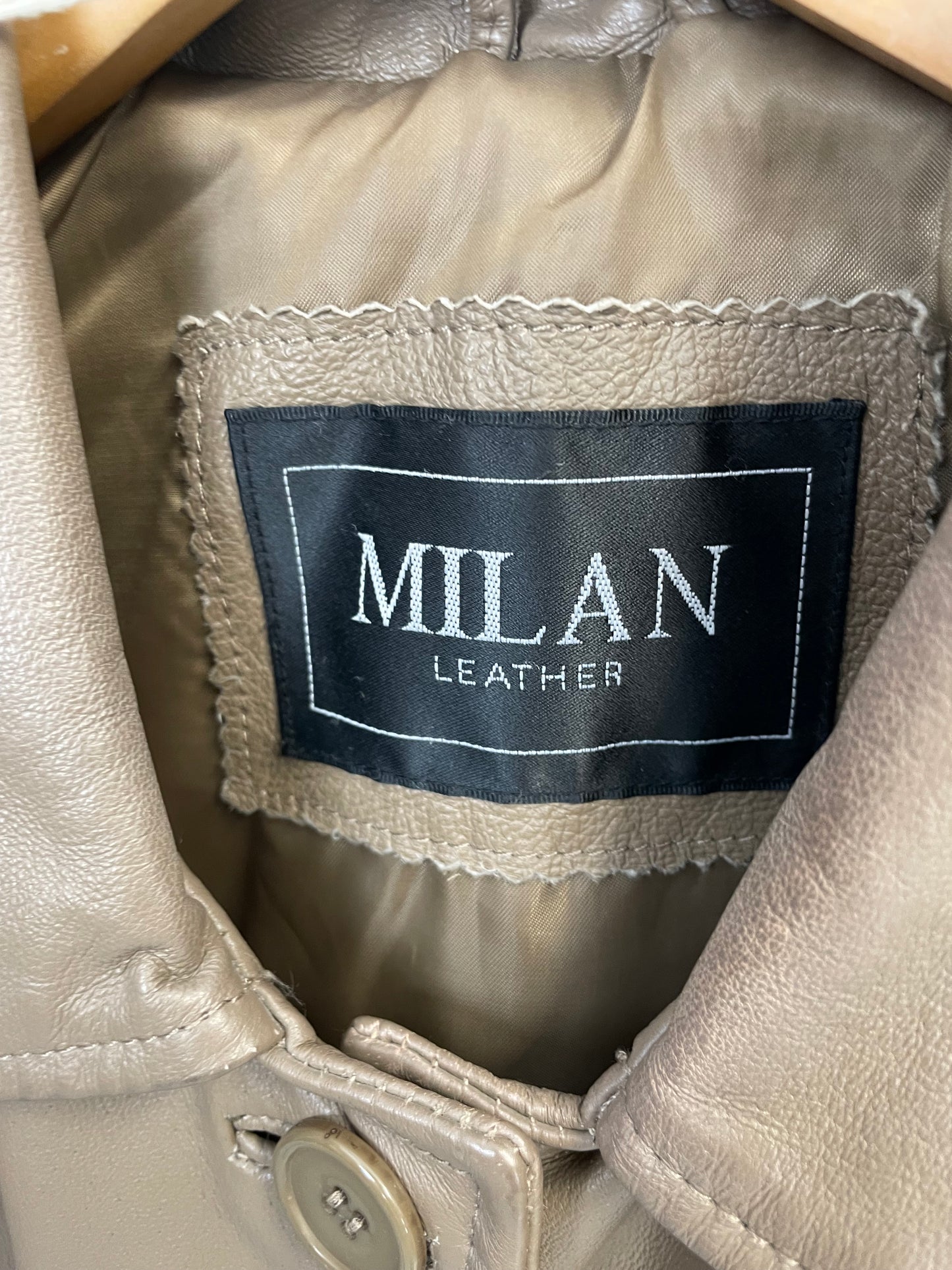Vintage 90s Milan Taupe Leather Jacket