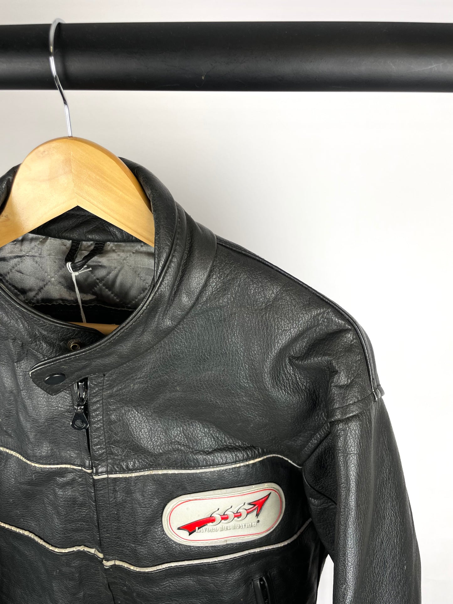 Vintage 90s 666 Lavoro Del Diavolo Leather Motorbike Jacket