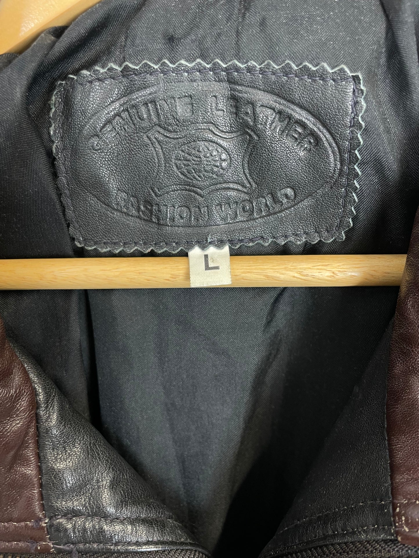 Vintage 90s Fashion World Long Leather Jacket