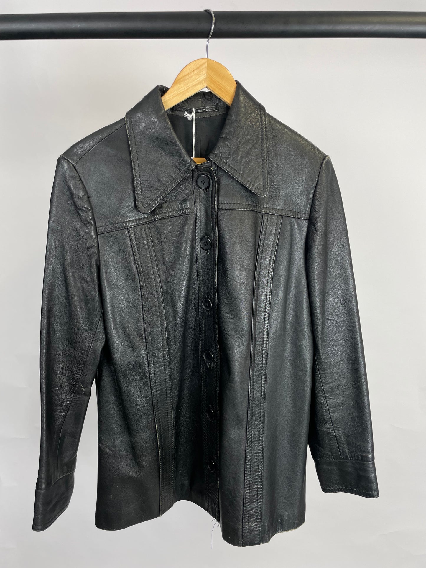 Vintage 90s Long Leather Jacket