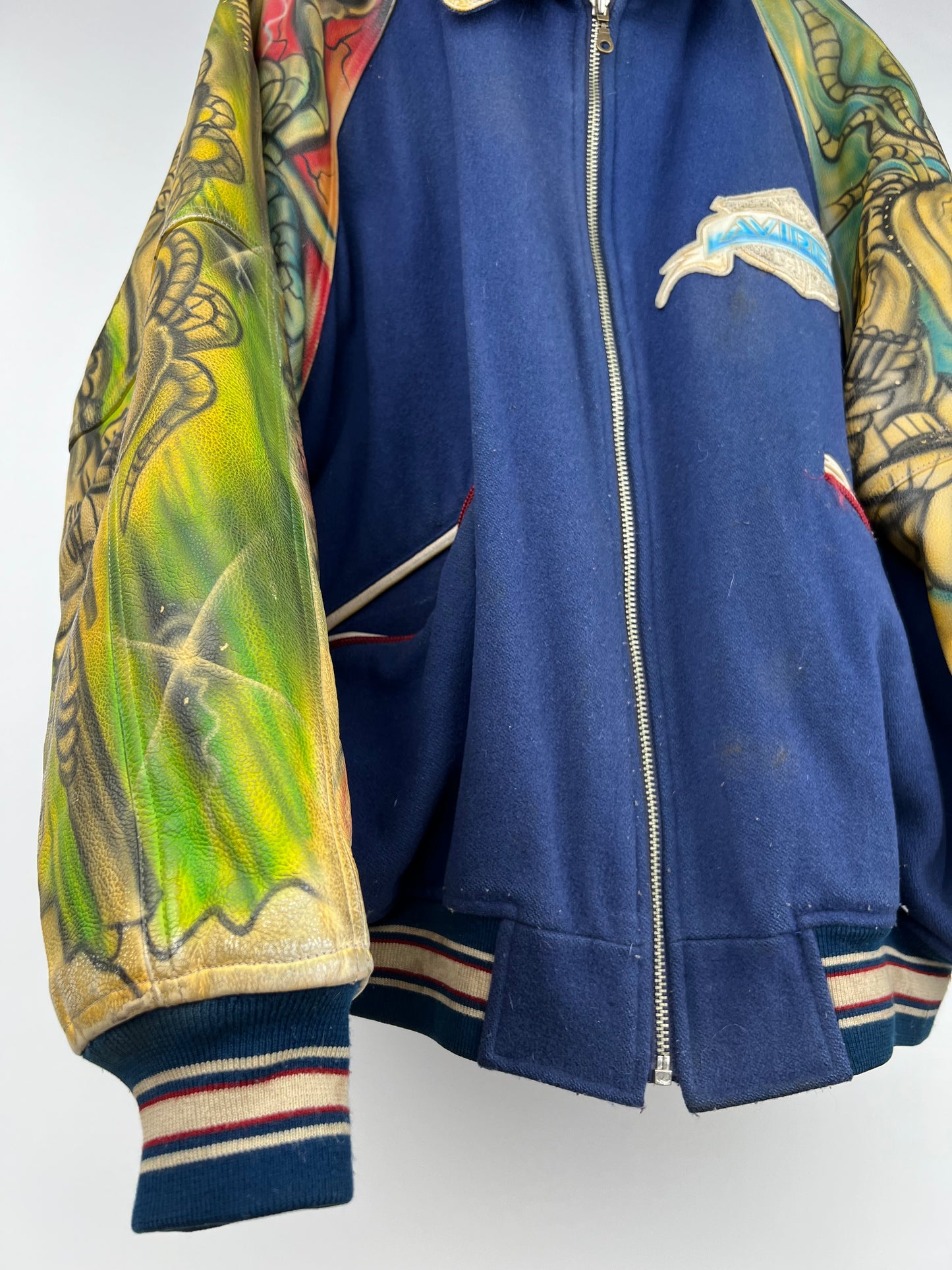 Vintage Avirex Graffiti 90s Leather Bomber Jacket