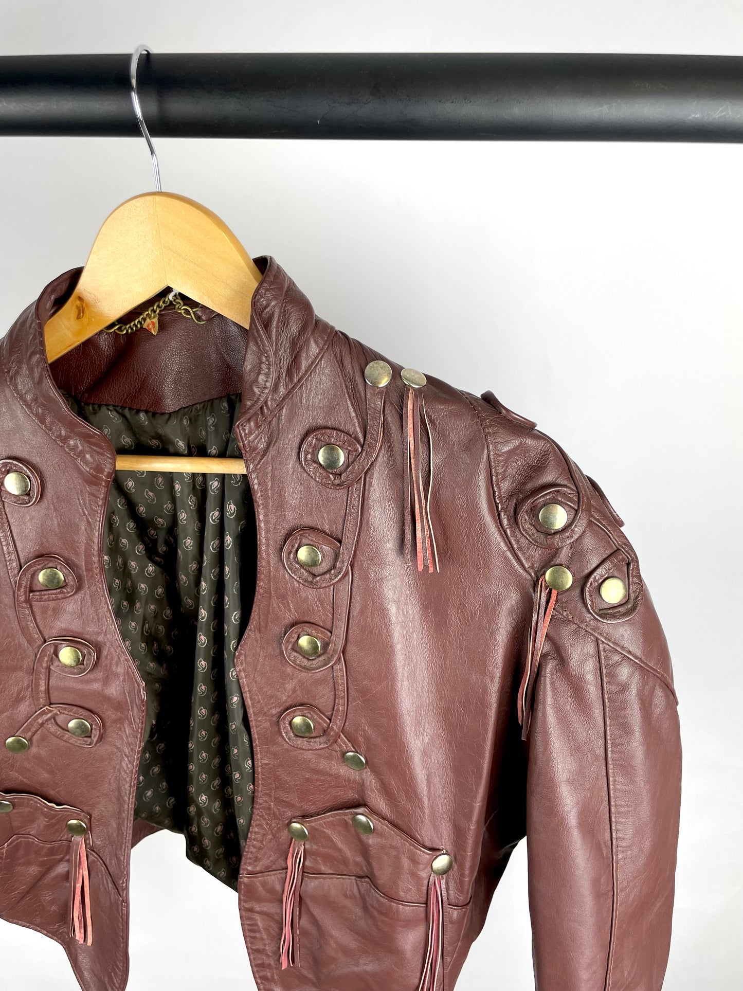 Vintage 90s Leather Tassel Jacket