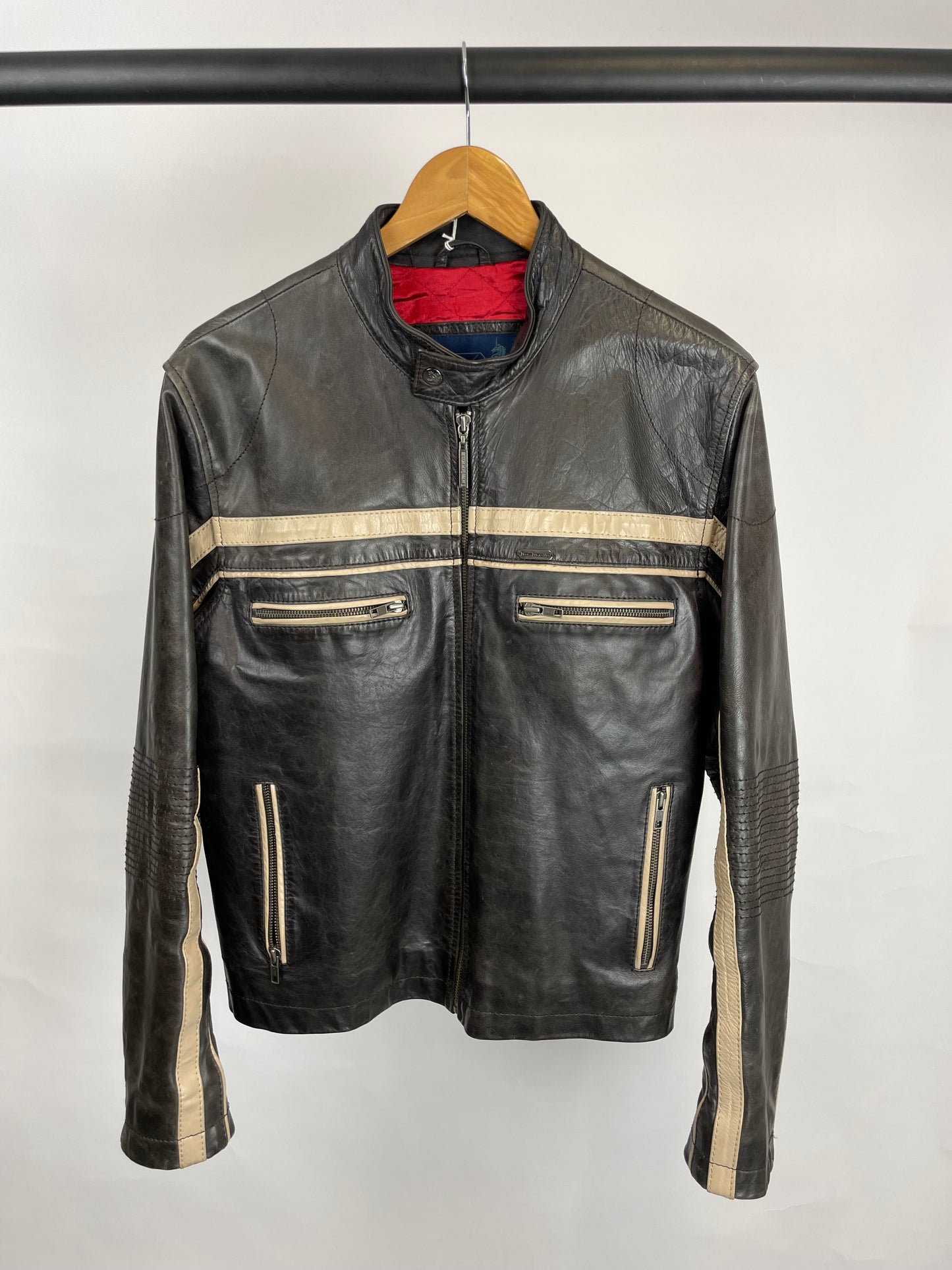 Vintage 90s Lambretta Leather Motorbike Jacket