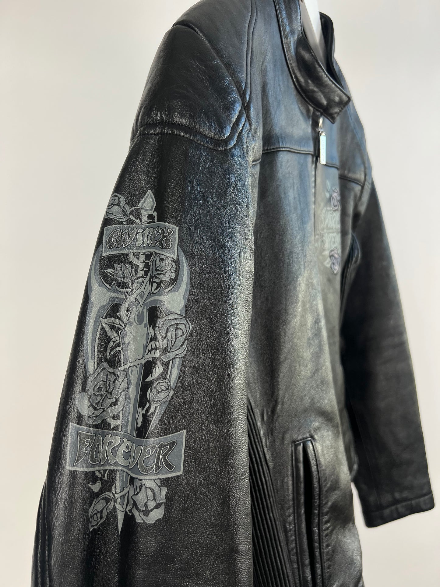 Vintage 90s Avirex USA Leather Biker Jacket