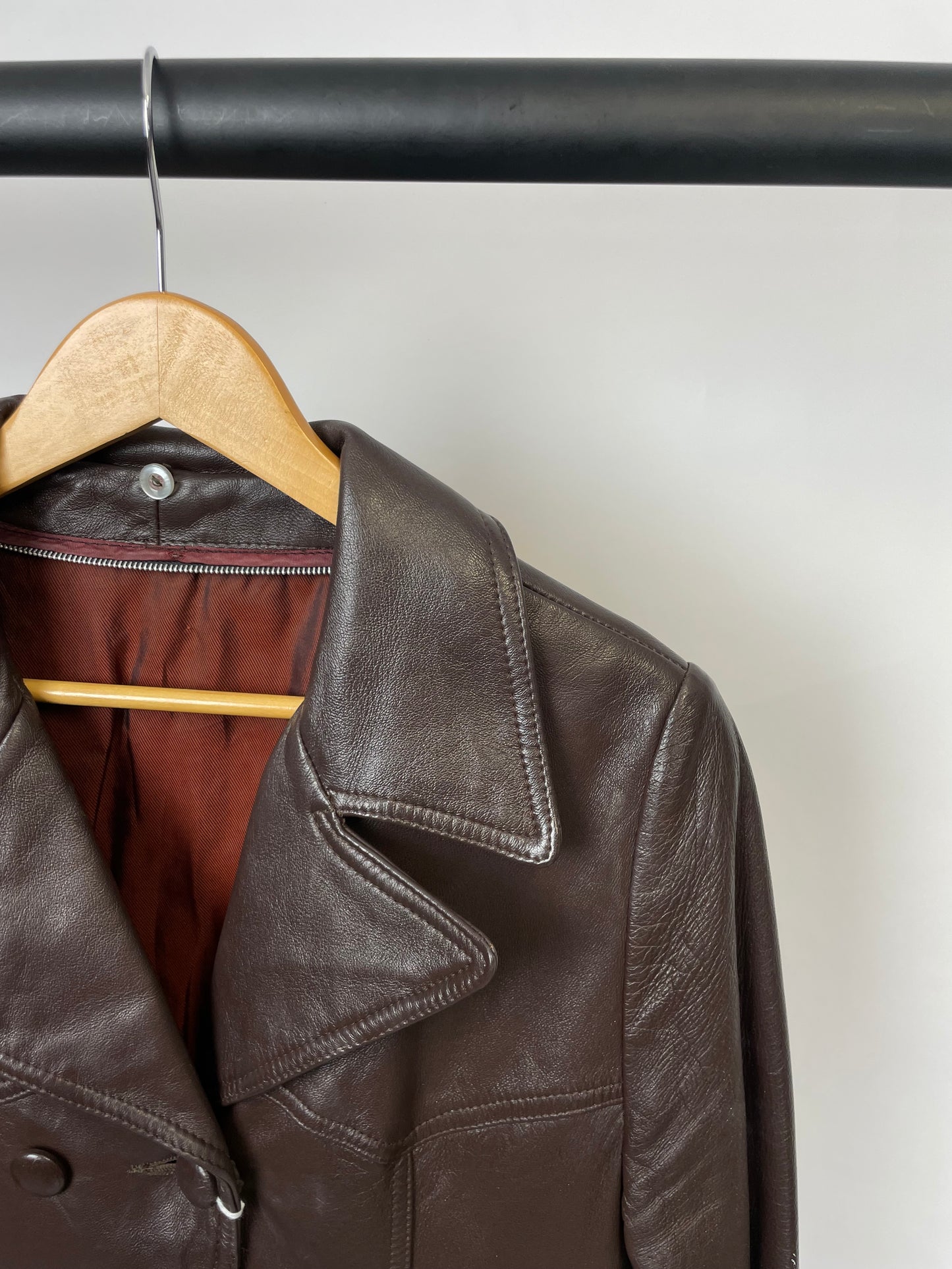 Vintage 90s Long Trench Leather Jacket