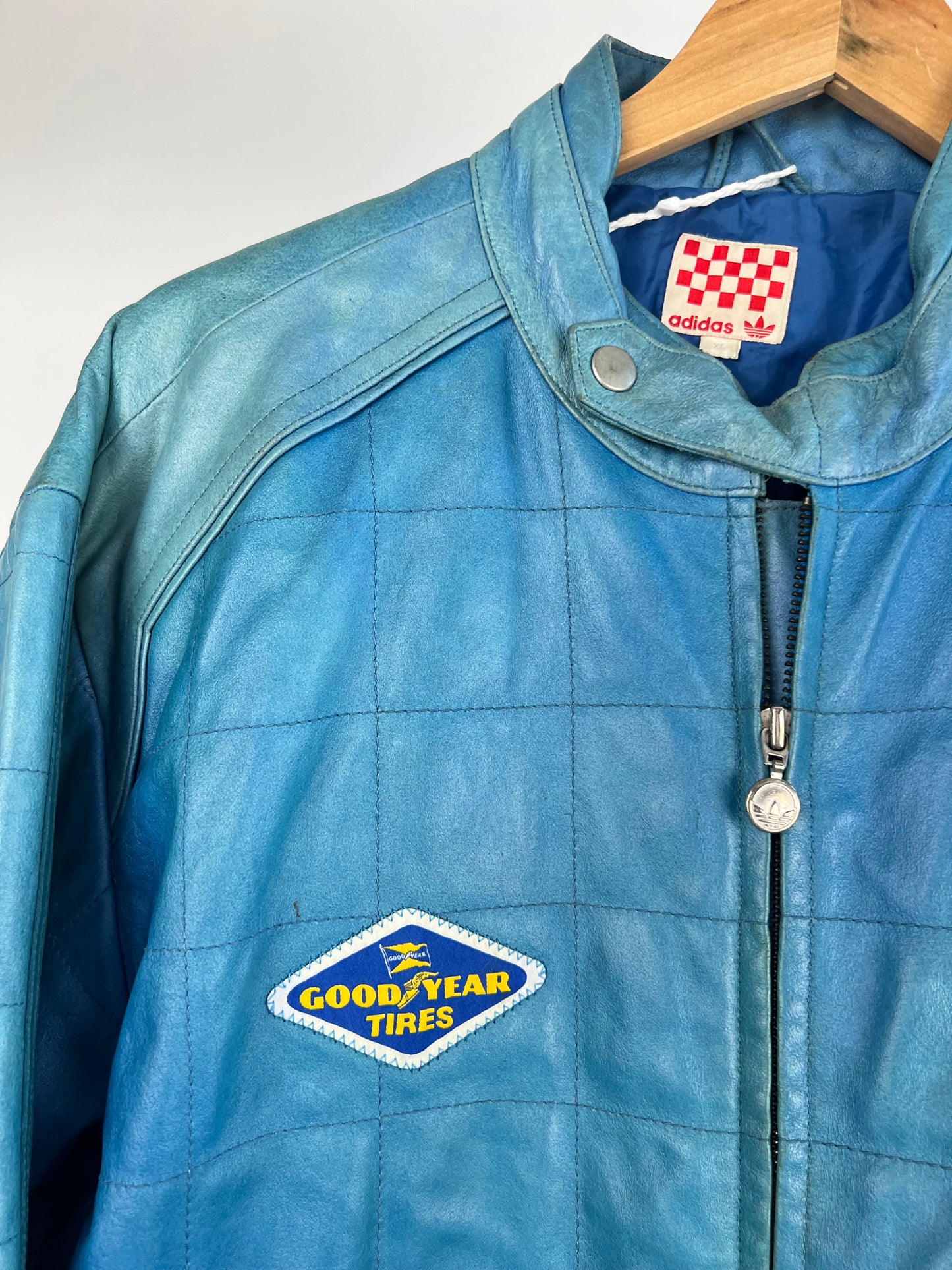 Vintage Adidas 90s Leather Racer Jacket