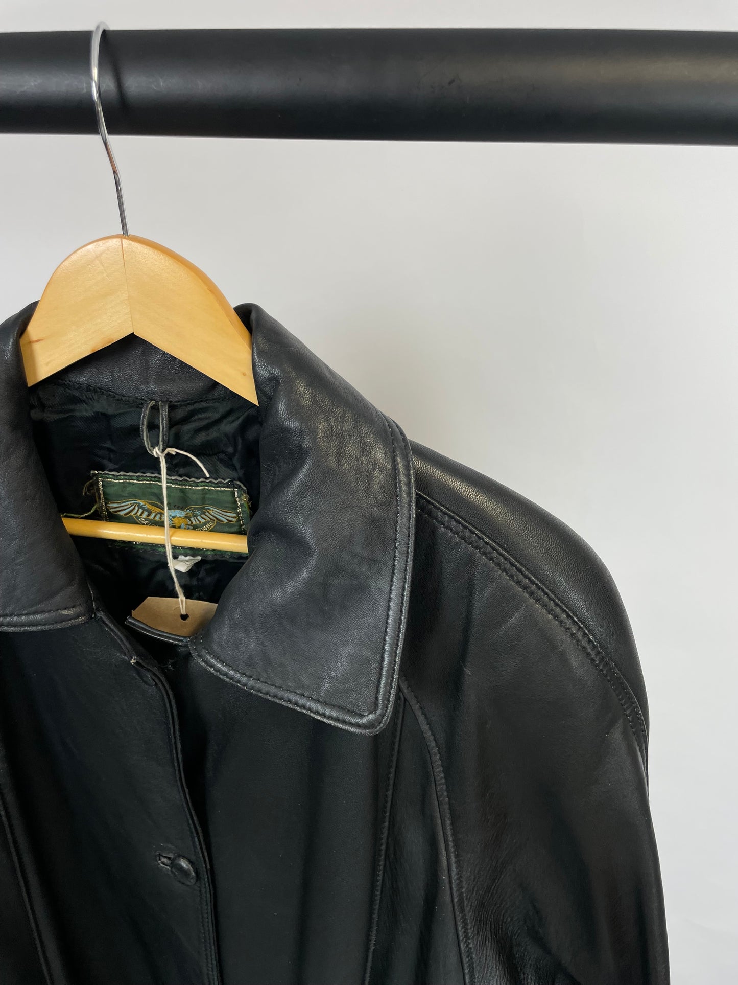 Vintage 90s Echtes Leader Long Leather Jacket