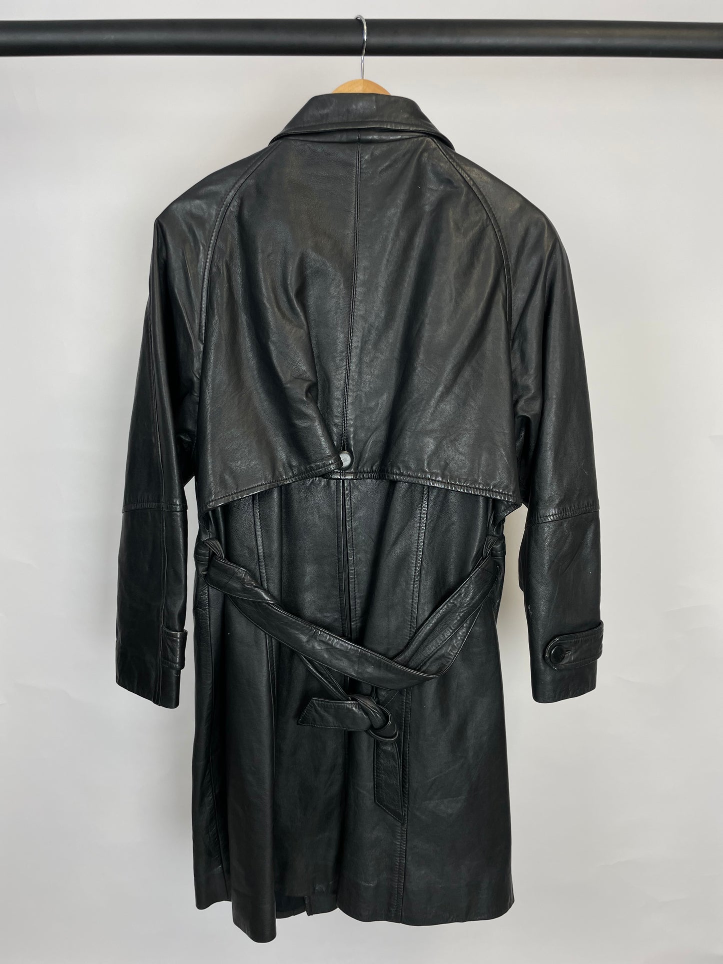 Vintage 90s Gapelle Long Trench Leather Jacket