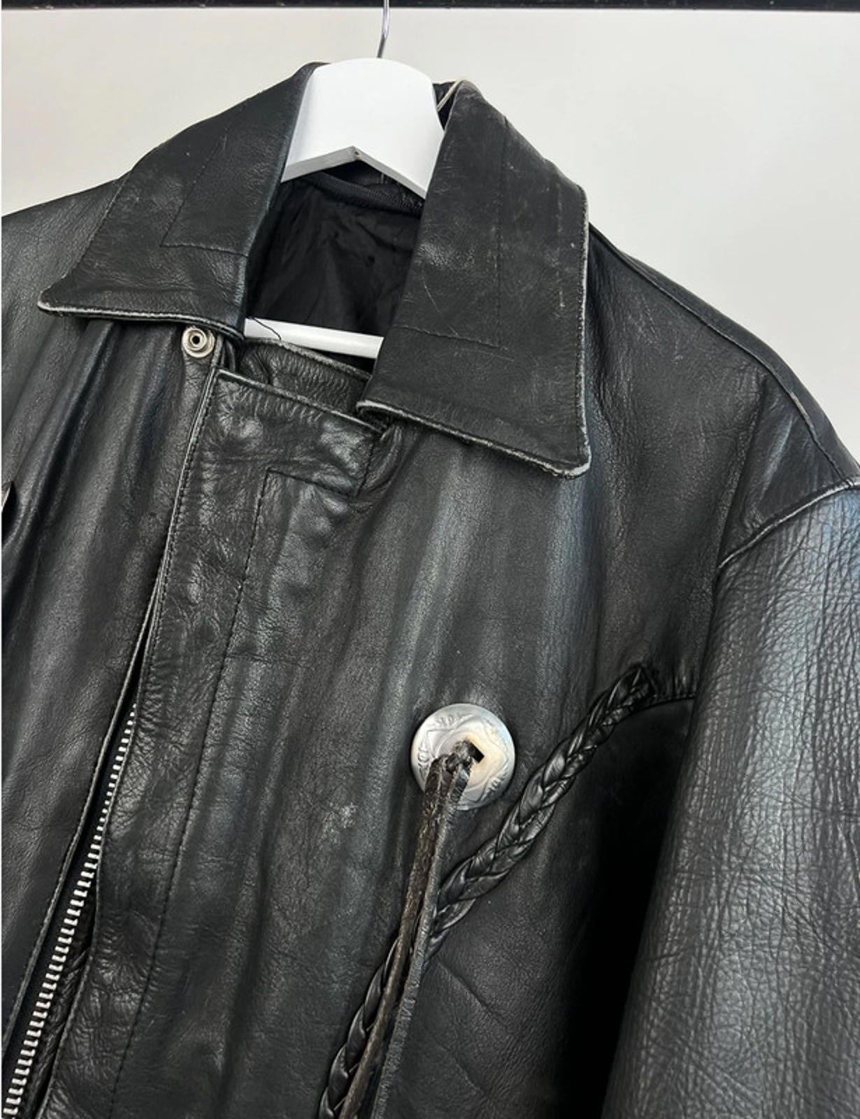 Vintage 90s Leather Tassel Jacket