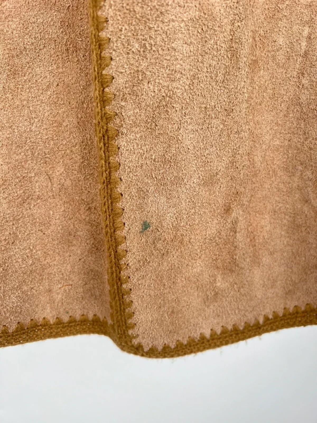 Vintage 60s Suede Whipstich Two Piece Skirt Suit