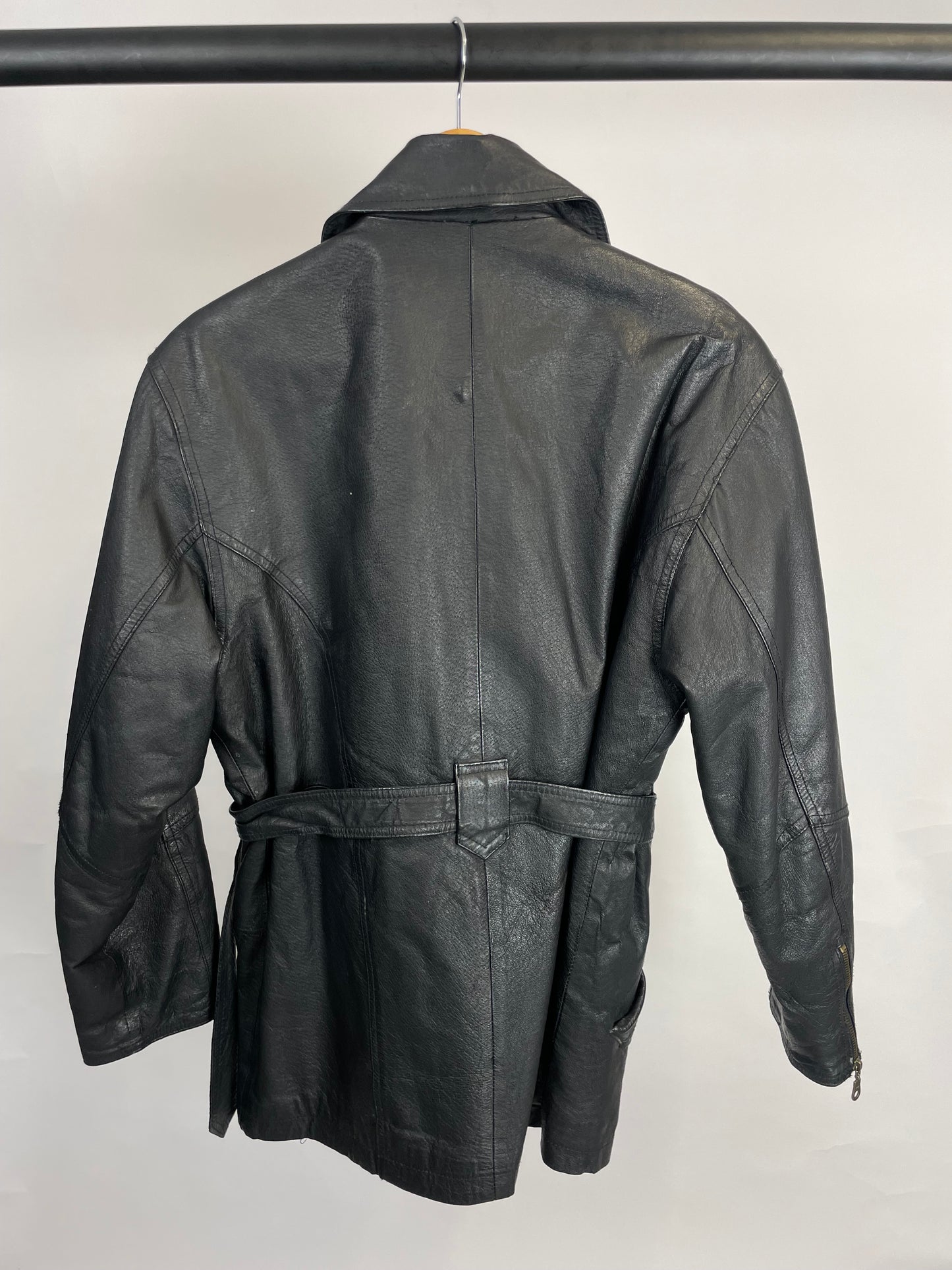 Vintage 90s Milan Long Trench Leather Jacket