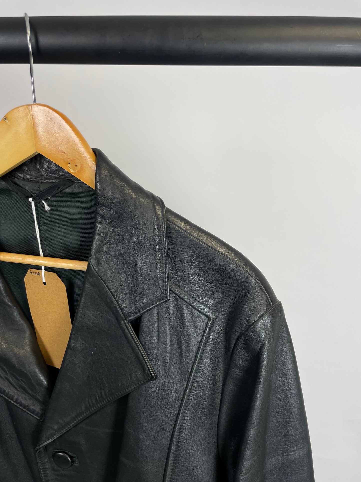 Vintage 90s Long Leather Jacket