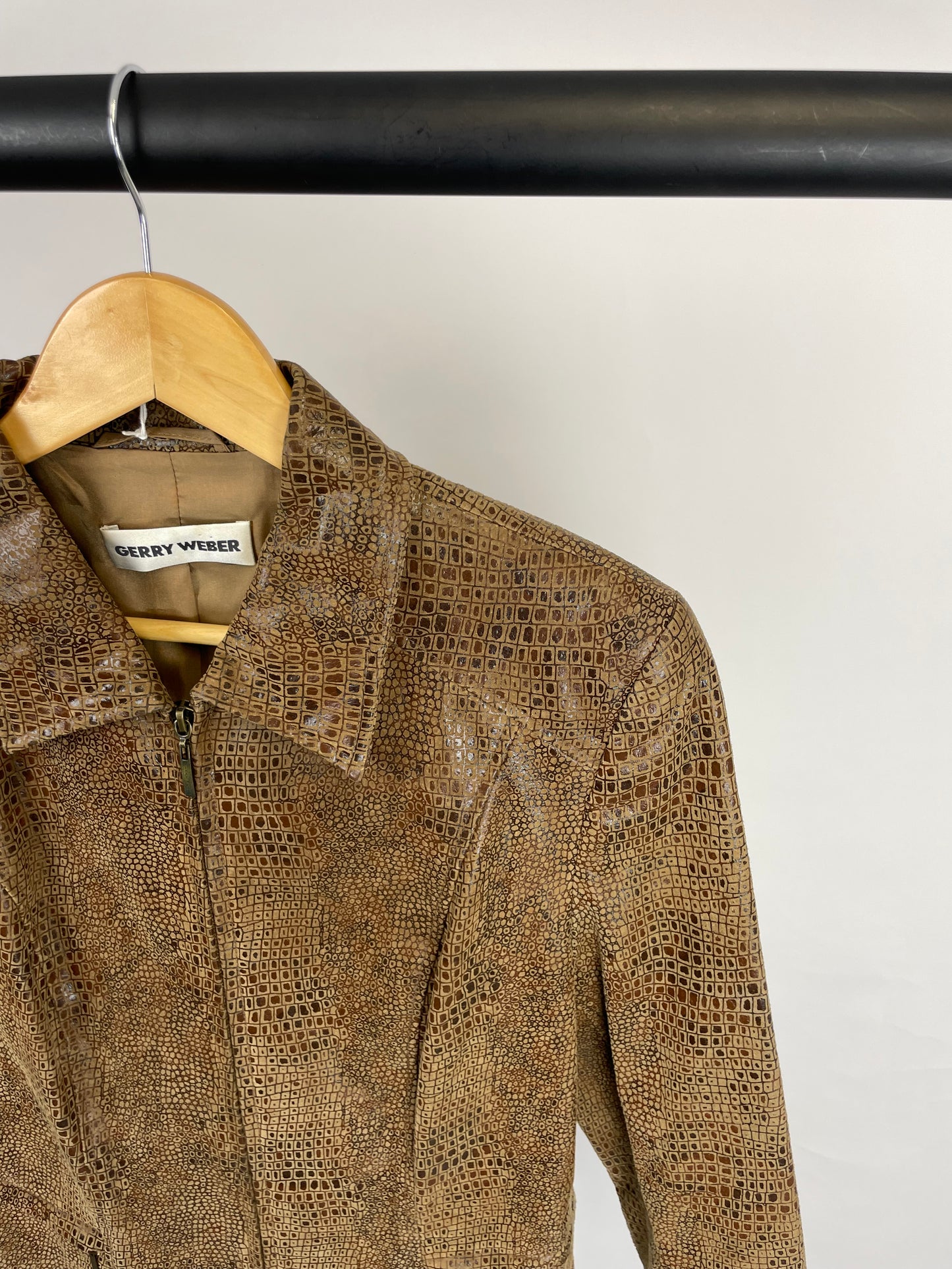 Vintage 90s Gerry Weber Animal Print Leather Jacket