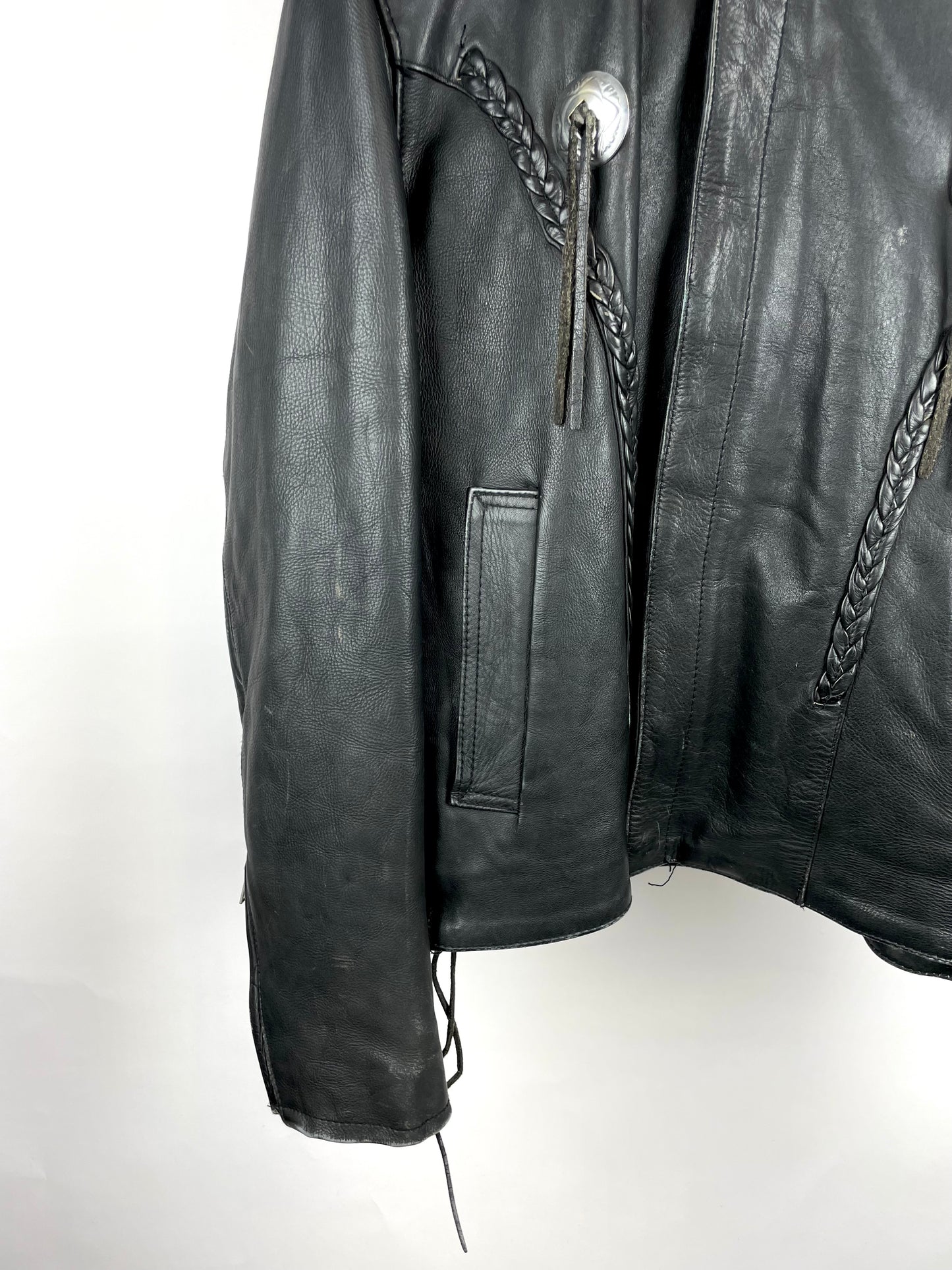 Vintage 90s Tassel Leather Jacket