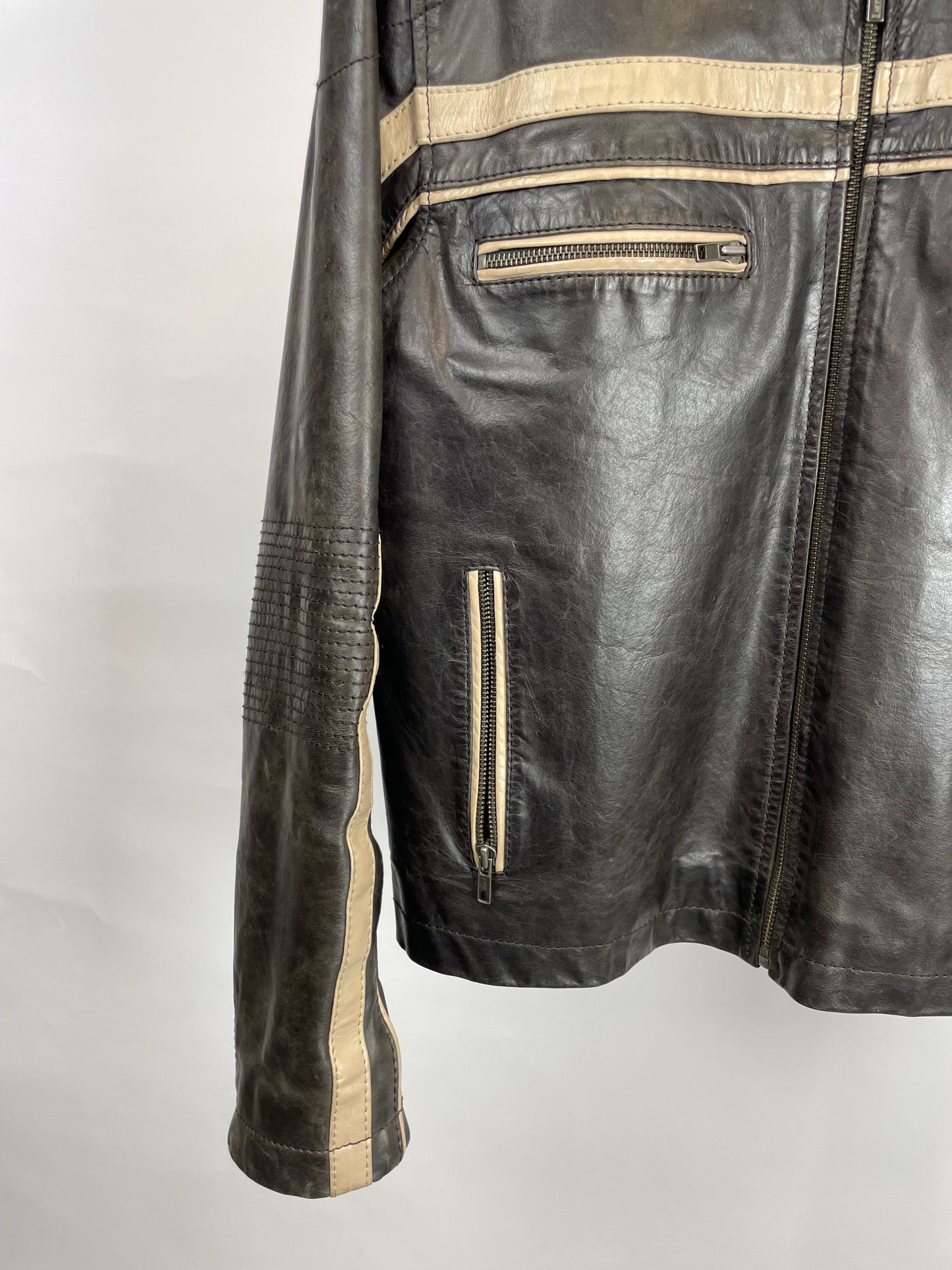 Vintage 90s Lambretta Leather Motorbike Jacket