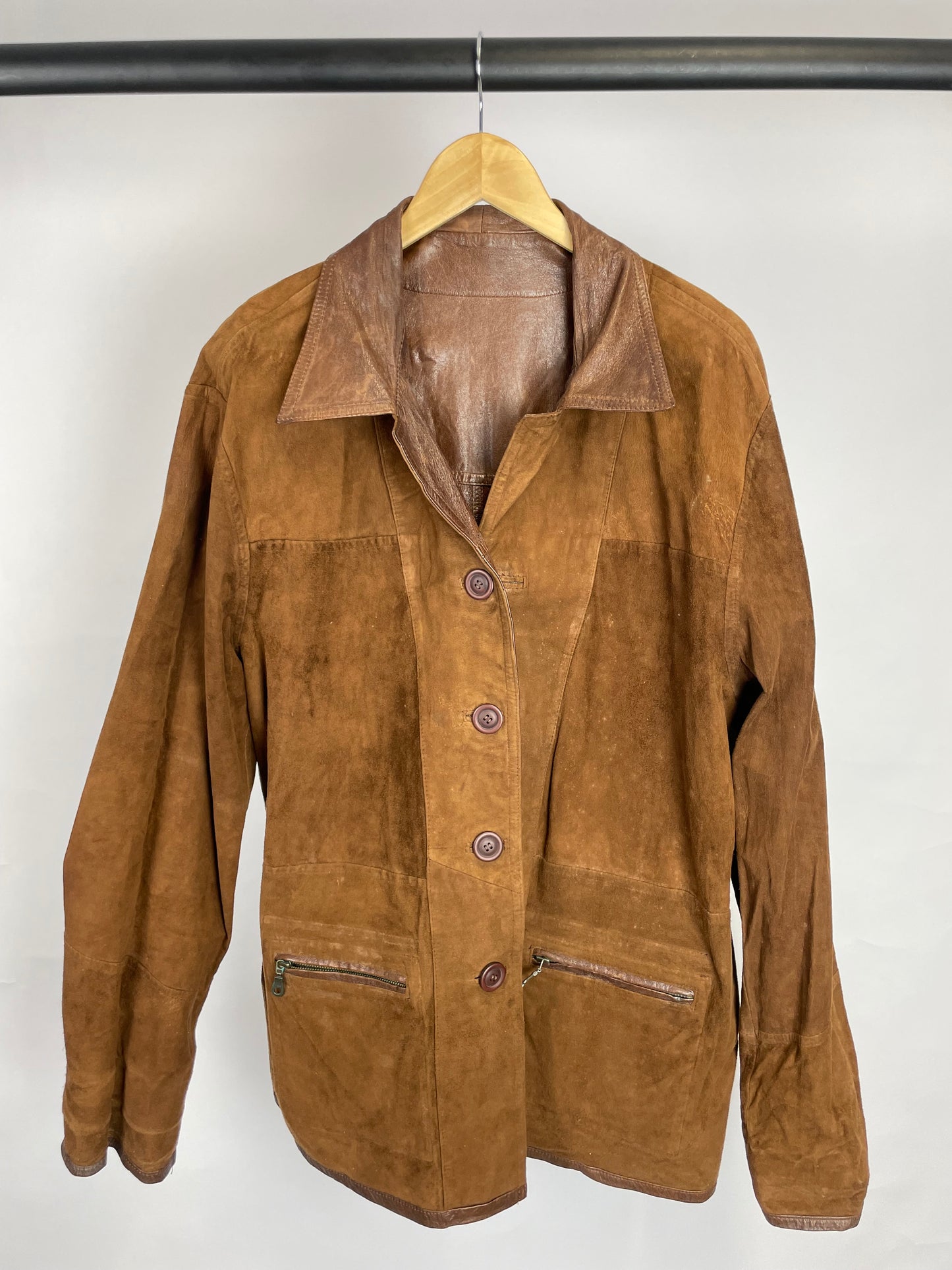 Reversible 90s Long Leather/Suede Jacket