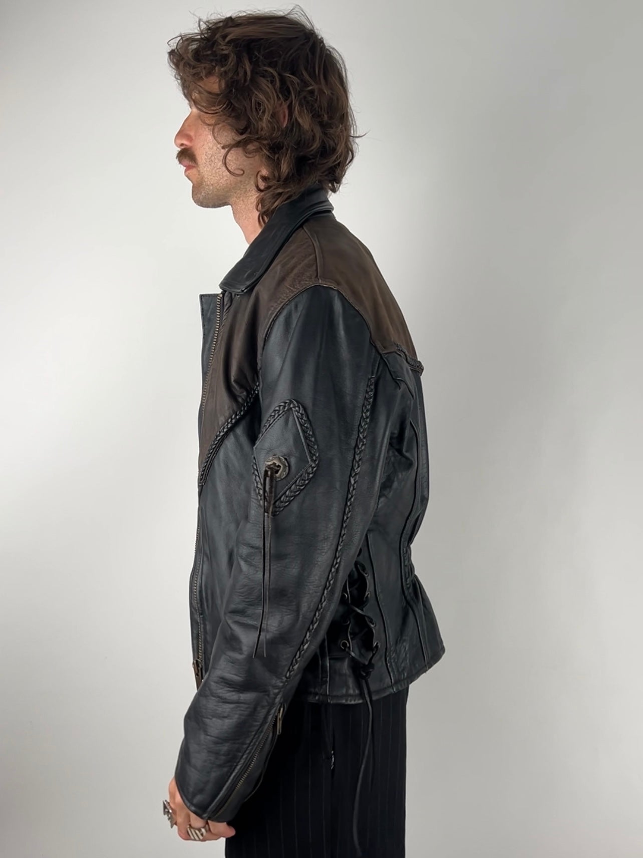 Vintage 90s Leather Tassel Jacket